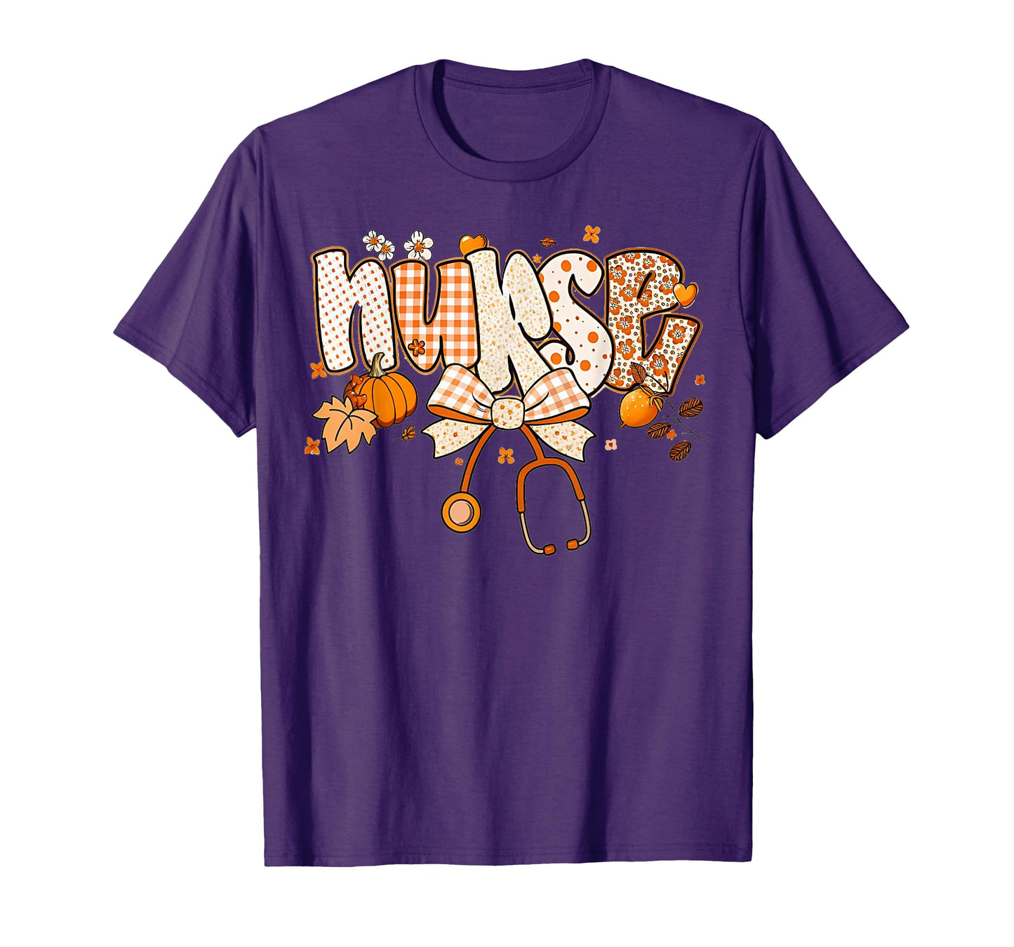 Retro Pumpkin Nurse Life Stethoscope Fall Autumn Funny Nurse T-Shirt