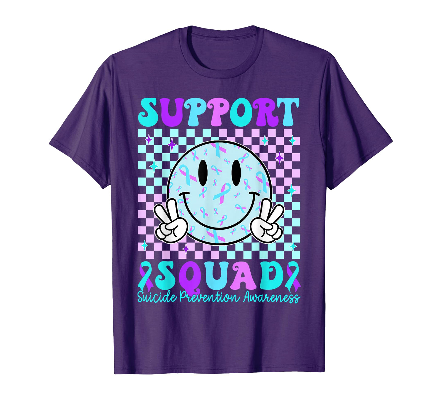 Retro Teal and Purple Ribbon Suicide Prevention Awareness T-Shirt