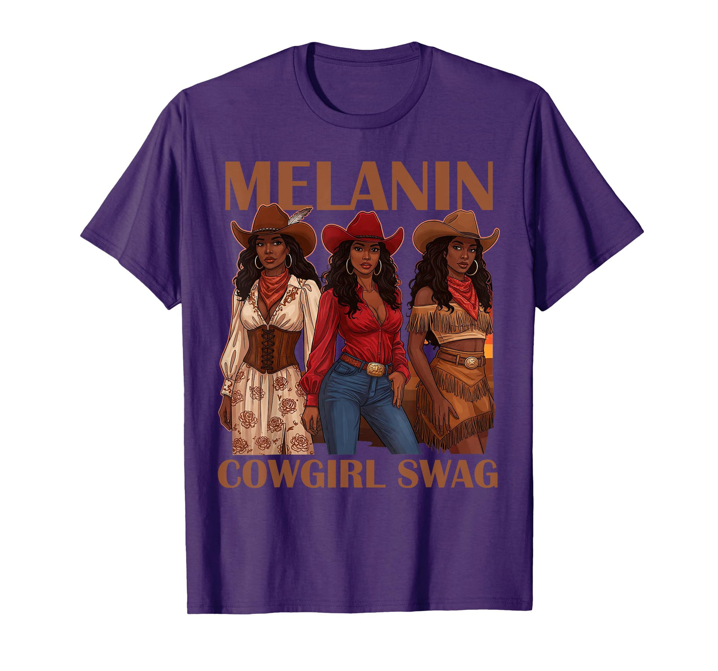 Let's Go Girls Retro Western Country Melanin Cowgirl Swag T-Shirt