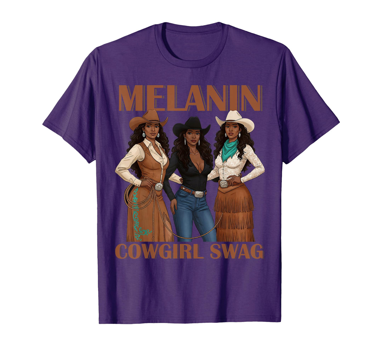 Let's Go Girls Retro Western Country Melanin Cowgirl Swag T-Shirt