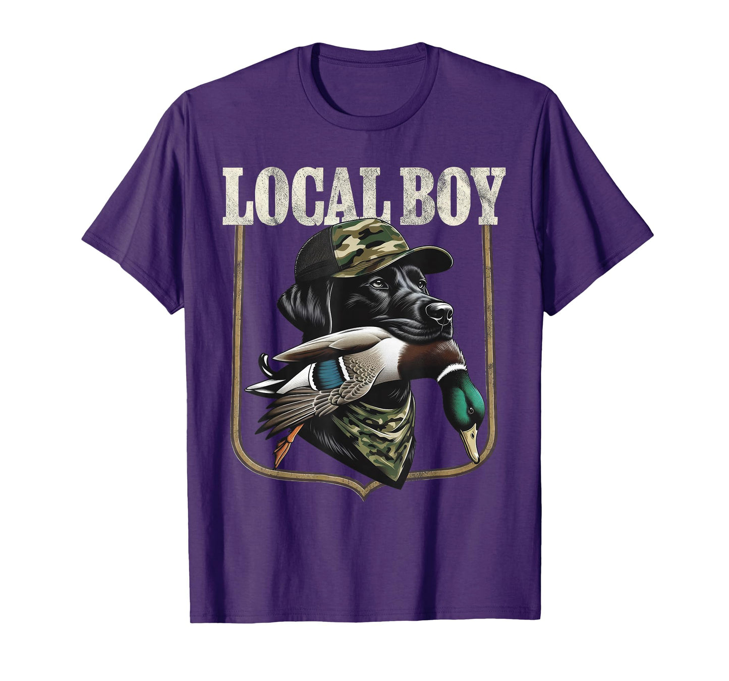 Dog Retro Southern with Duck Country Vintage Local Boy T-Shirt