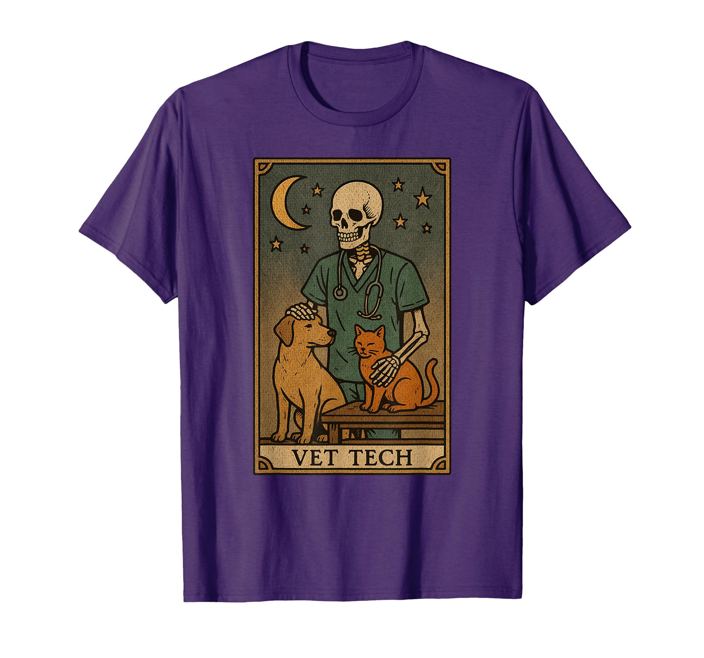 "The Vet Tech" Veterinary Technician Skeleton Tarot Card T-Shirt