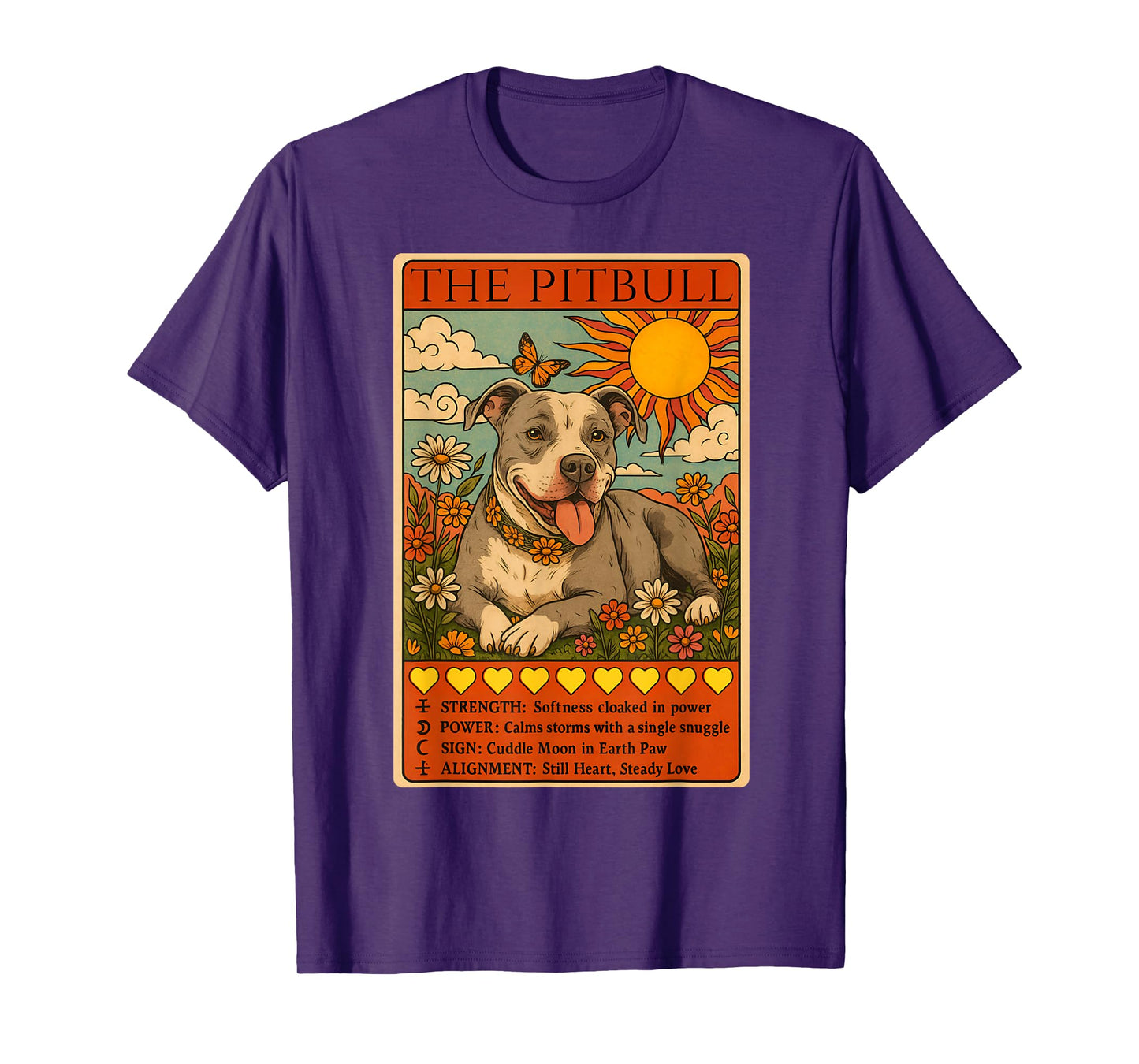 The Pitbull Tarot Card Pit Bull Lover Floral Cute Pittie Mom T-Shirt