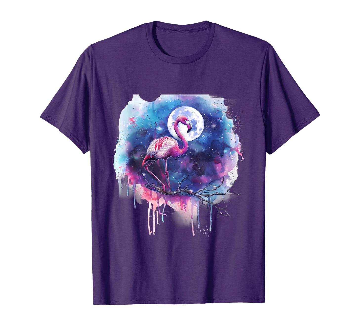 Pink Flamingo Bird Moon Wildlife Flamingo Lover Artwork T-Shirt