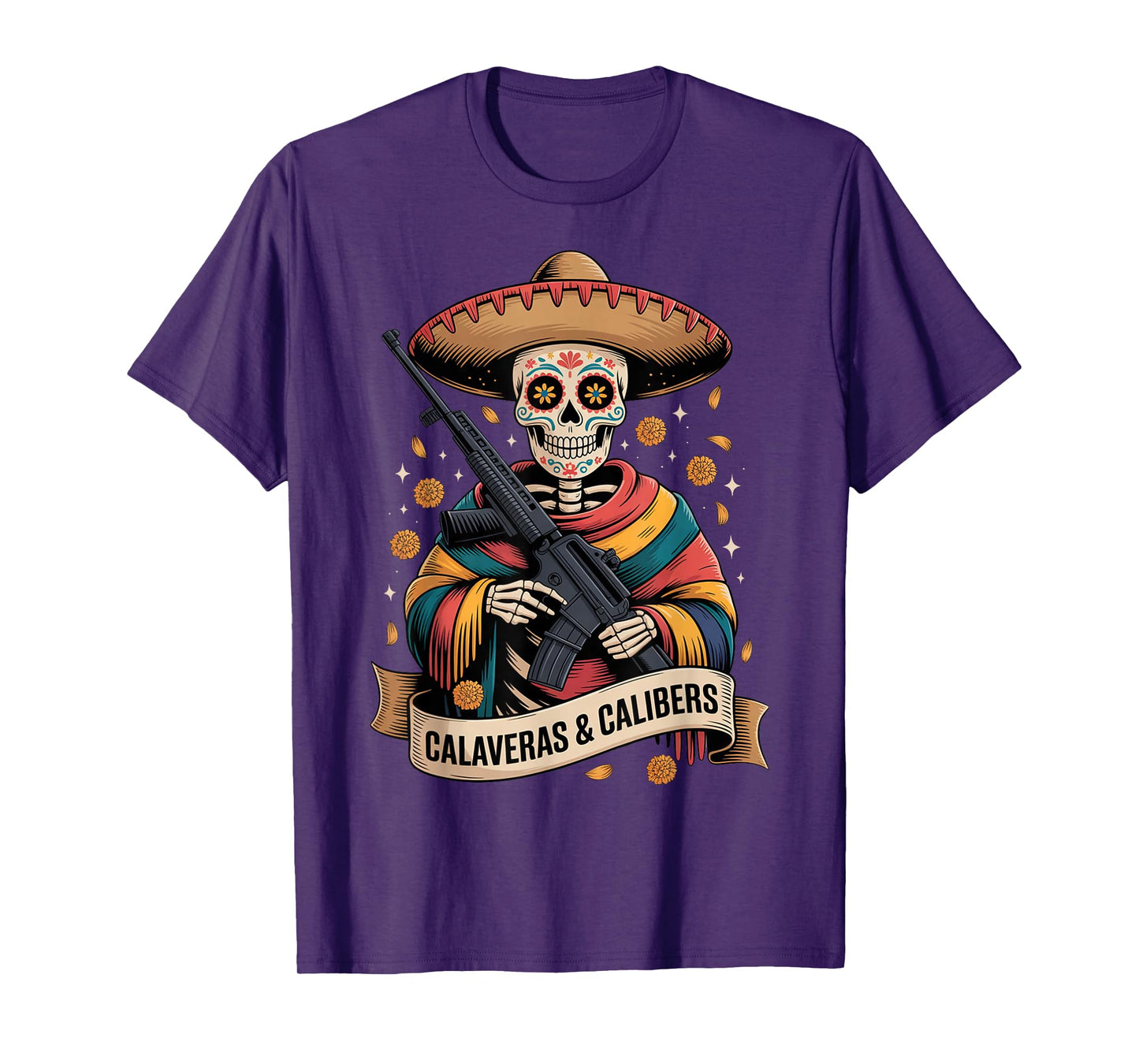 Retro Vintage Pro Gun - Funny Mexican Dia de Los Muertos T-Shirt