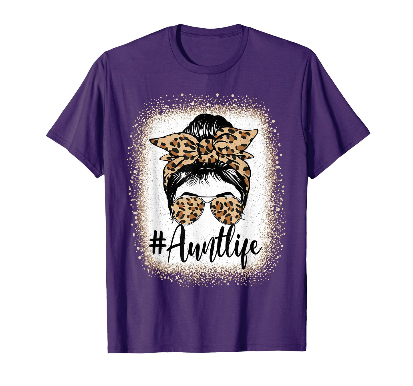 Aunt Life Women Messy Bun Aunt Baby Announcement Mothers Day T-Shirt