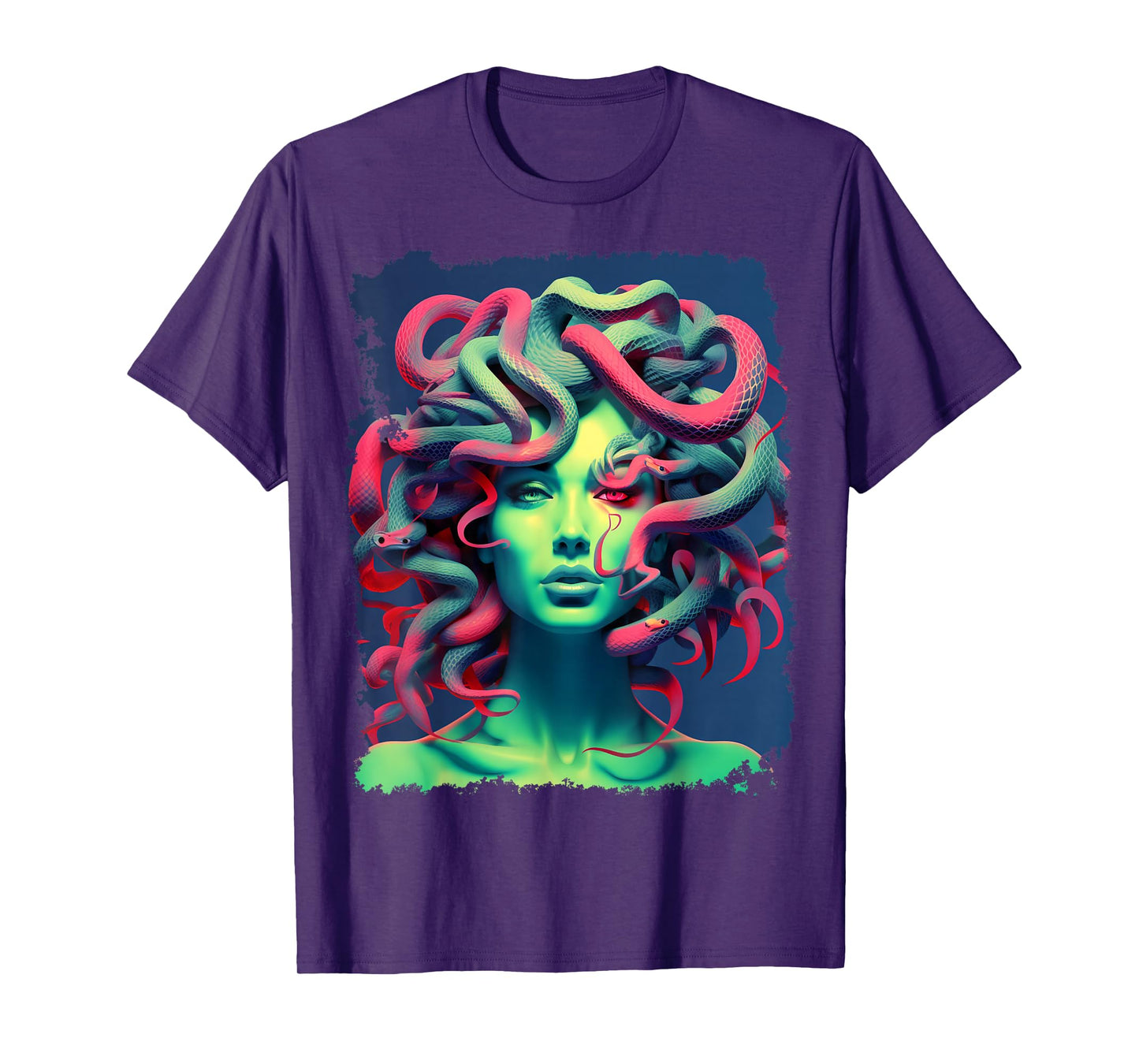 MythoThreads Women's Medusa Graphic T-Shirt - Black, Small, Short Sleeve, Crew Collar, Regular Fit