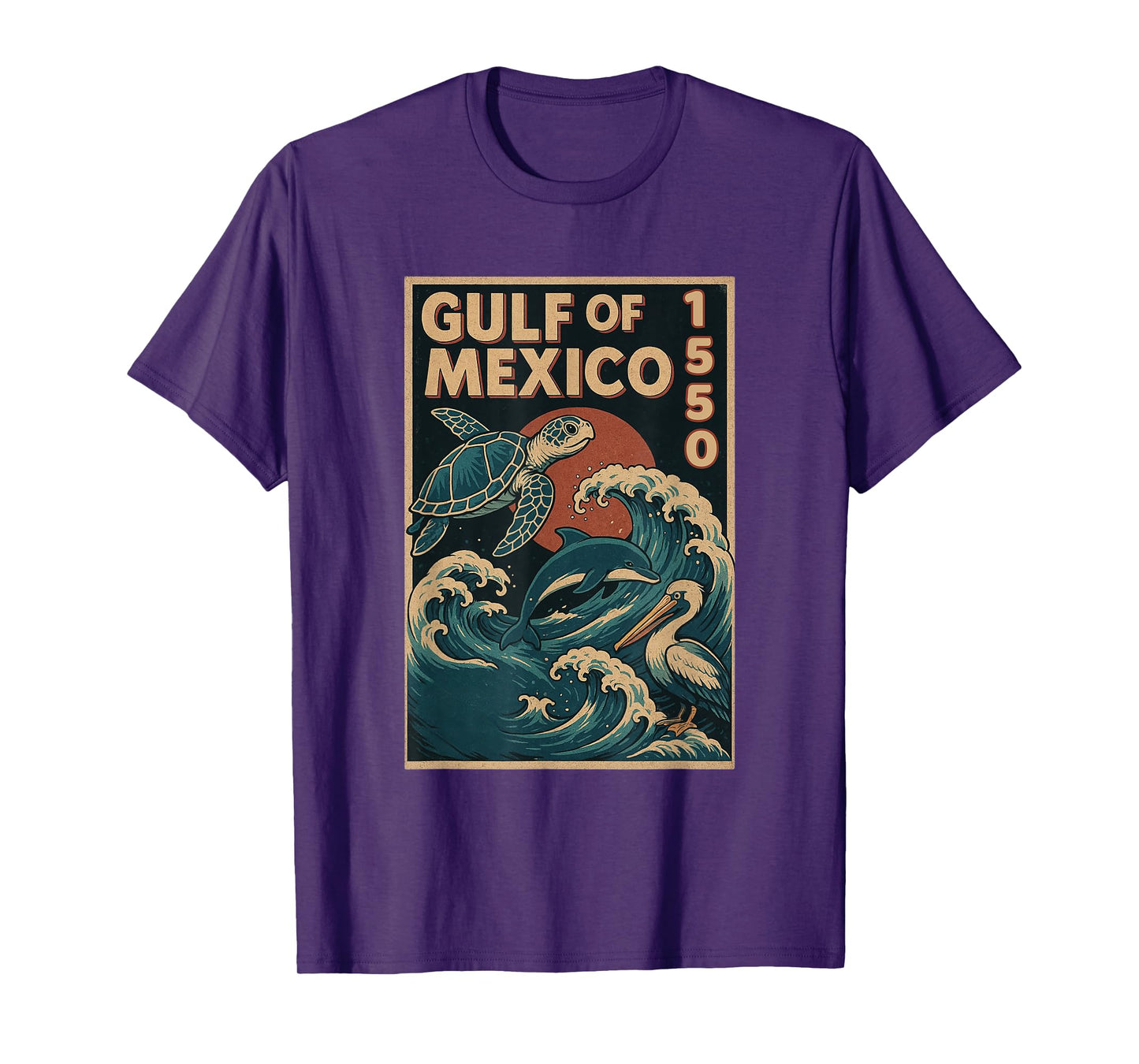 Gulf of Mexico Est. 1550 Wildlife Art Vintage Sea Life T-Shirt