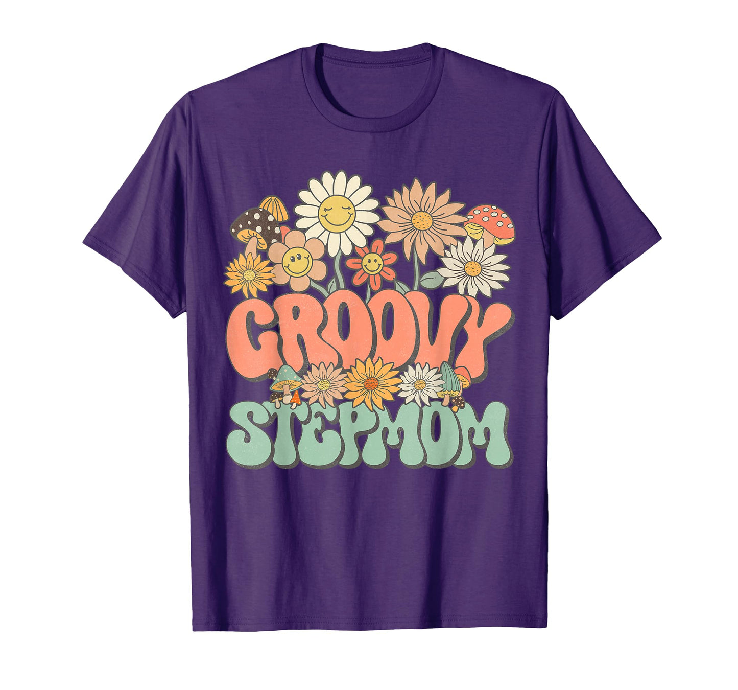 Groovy Stepmom Floral Hippie Retro Daisy Wildflower Women T-Shirt