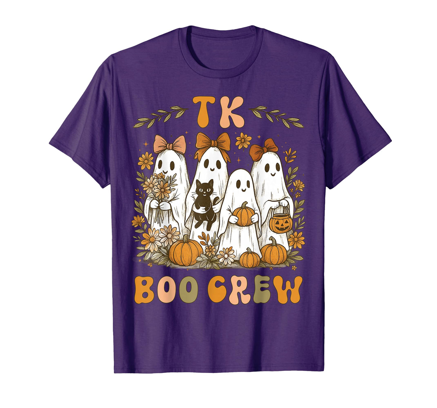TK Boo Crew Preppy Halloween Floral Ghost TK Teacher Team TK T-Shirt