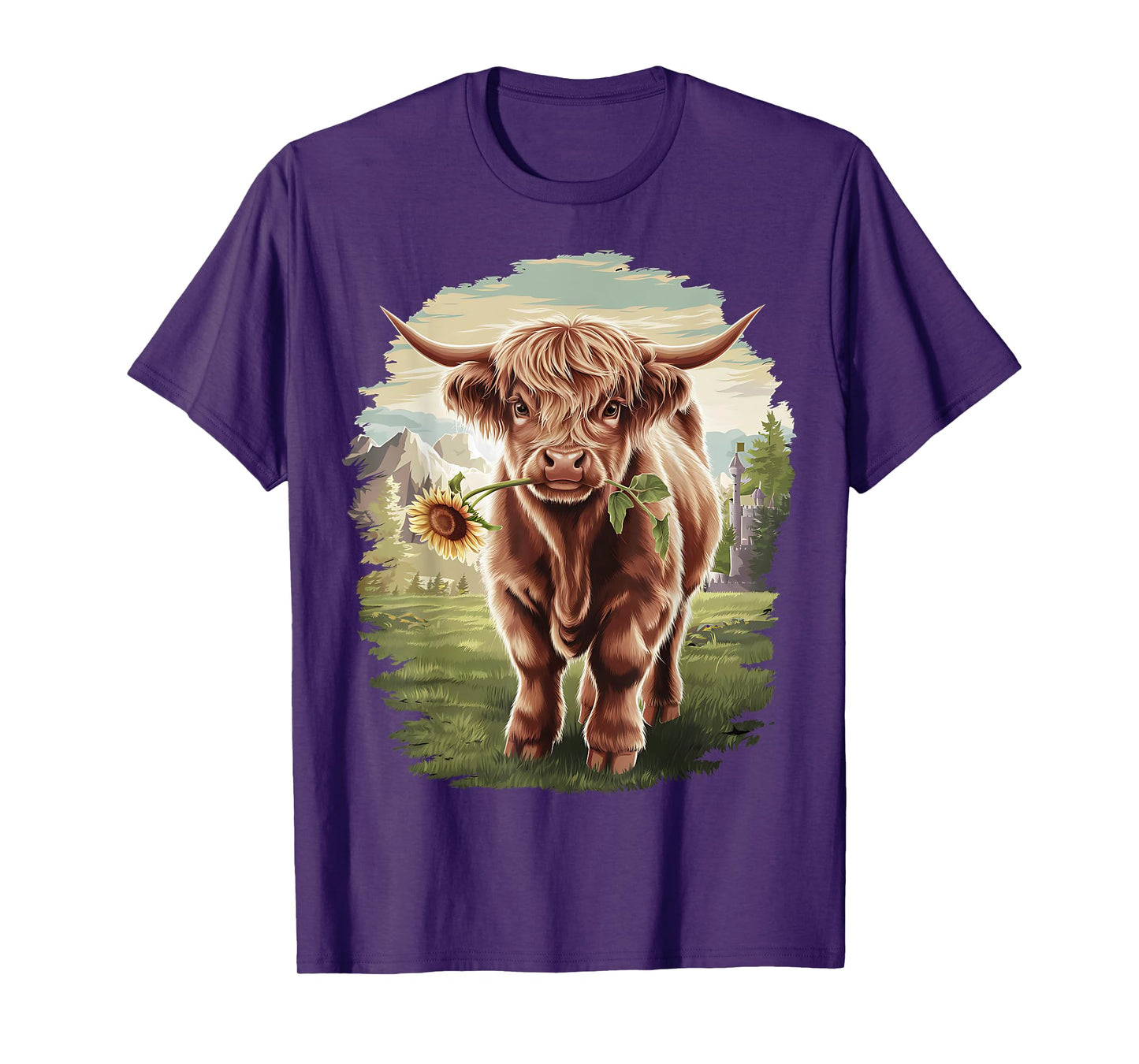 Western Farmer Animal Country Girls sunflower Highland Cow T-Shirt