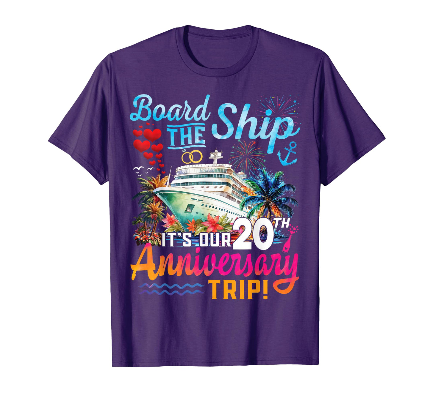 Husband Wife 20th Marriage Anniversary Cruise Ship Vacation T-Shirt
