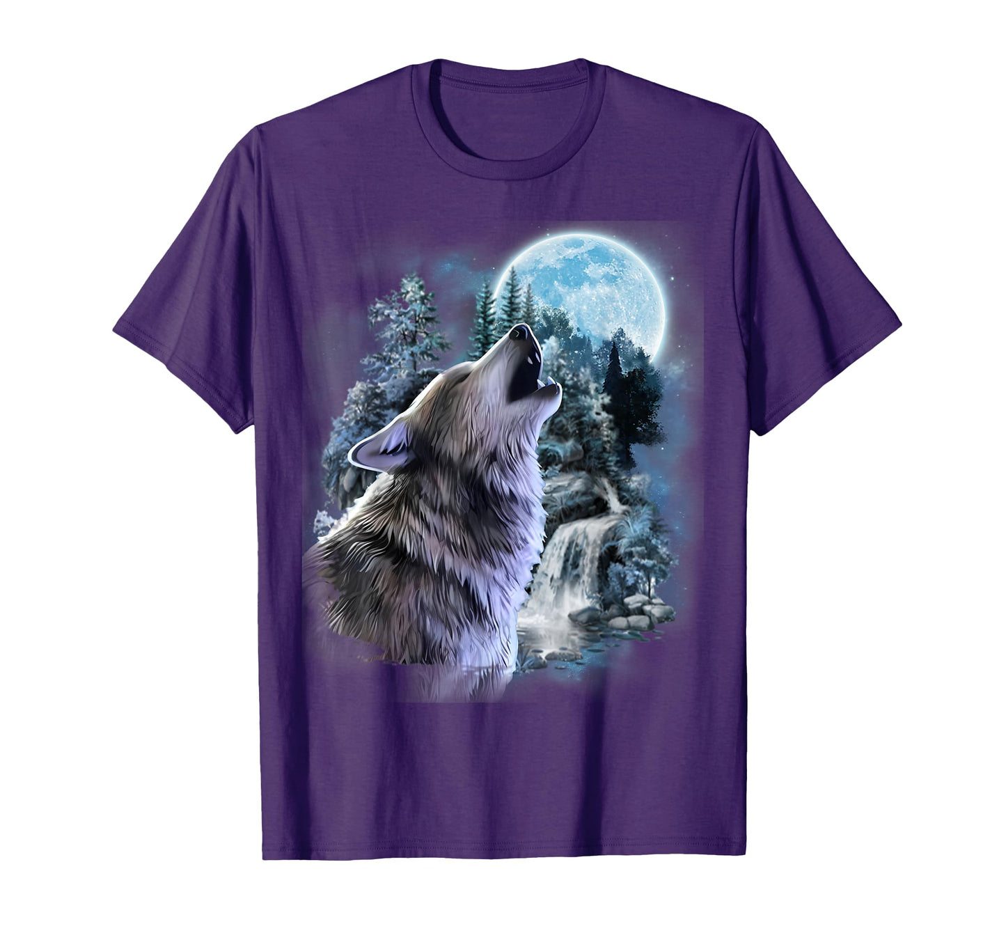 Wolf Howling Moon Forest Nature Wildlife Animal Lovers T-Shirt