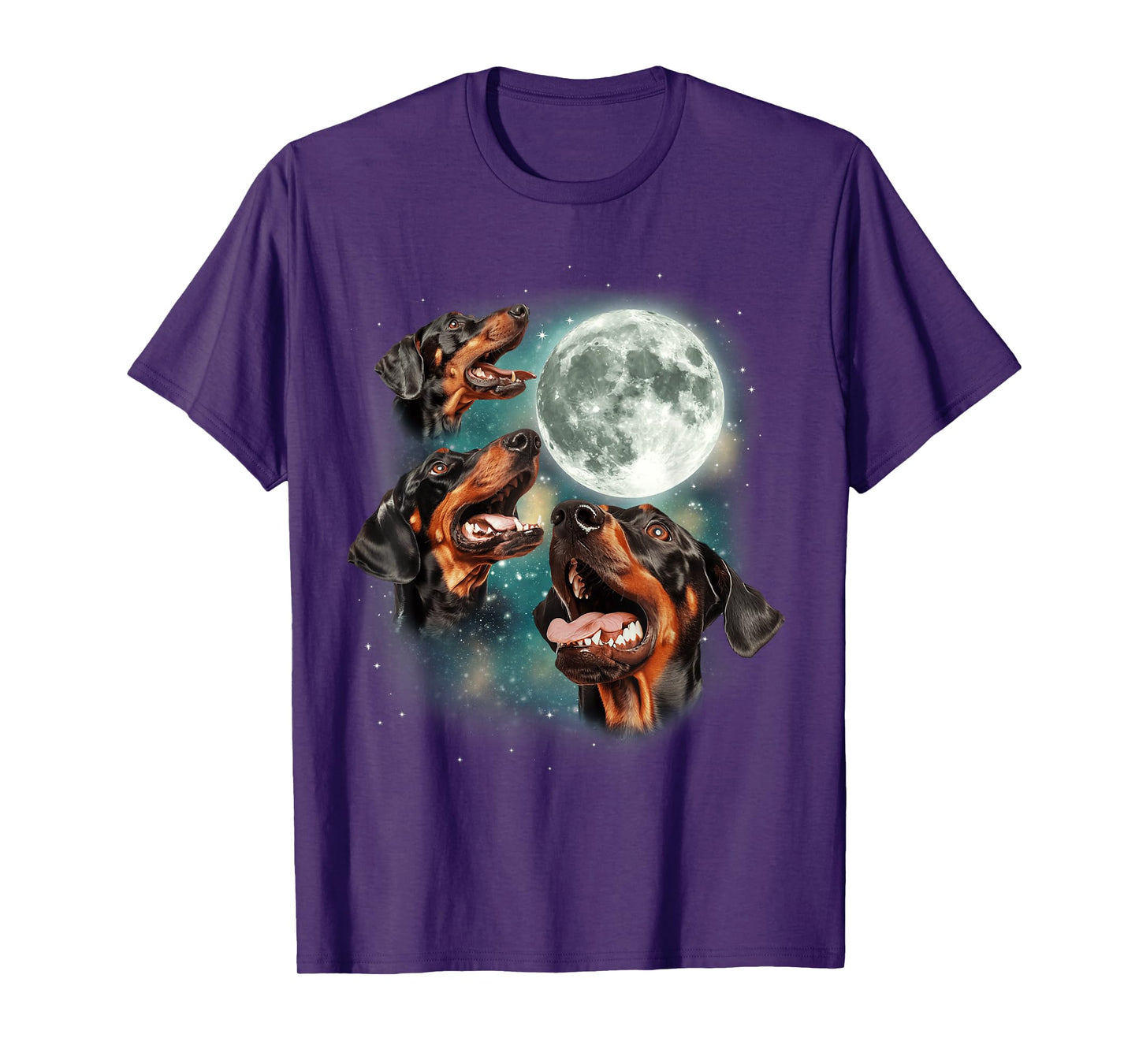 Three Doberman Pinscher Moon | 3 Dobies Howling Pet Canine T-Shirt