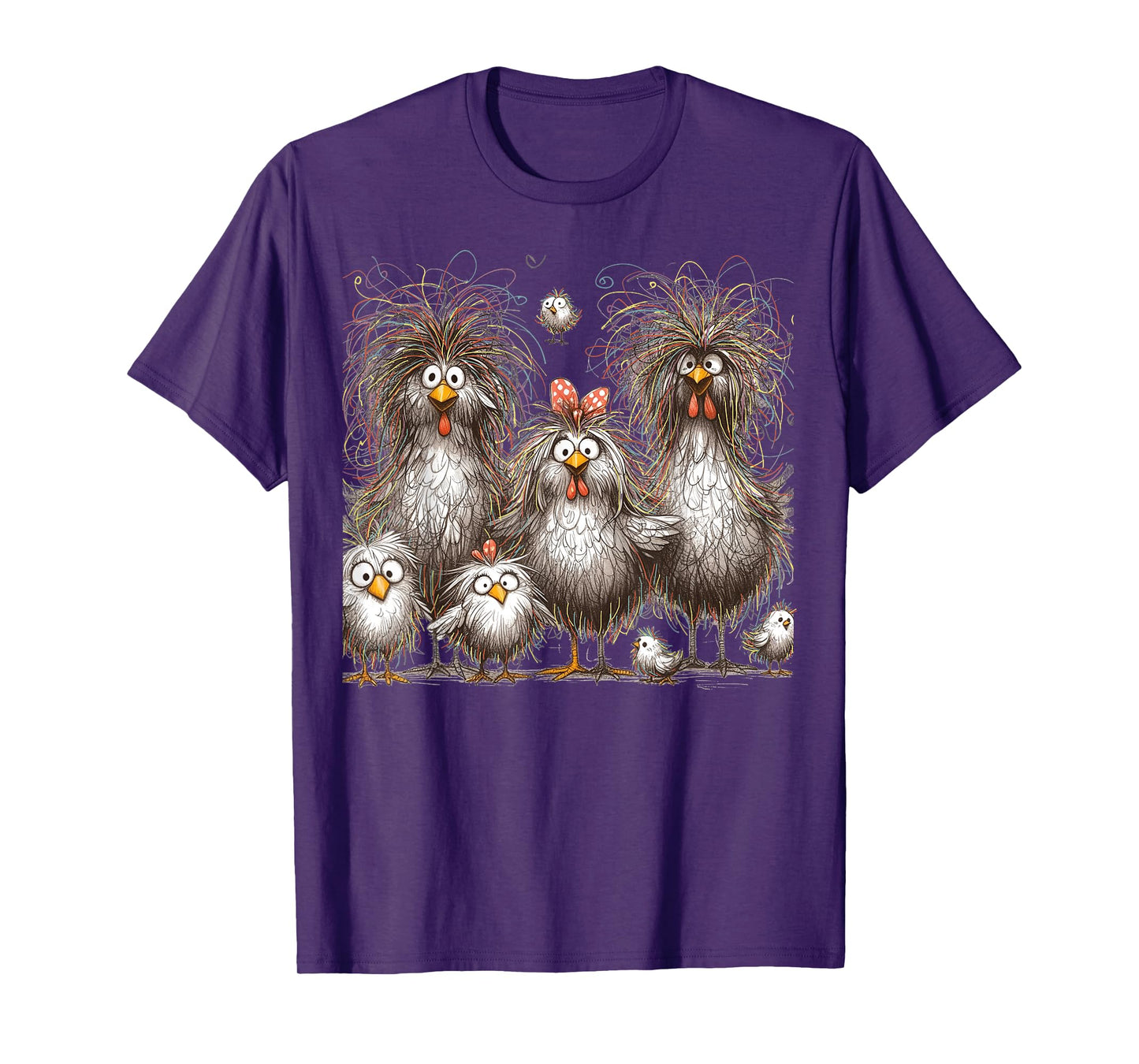 Funny Chicken Art Eagerlys Colorful T-Shirt