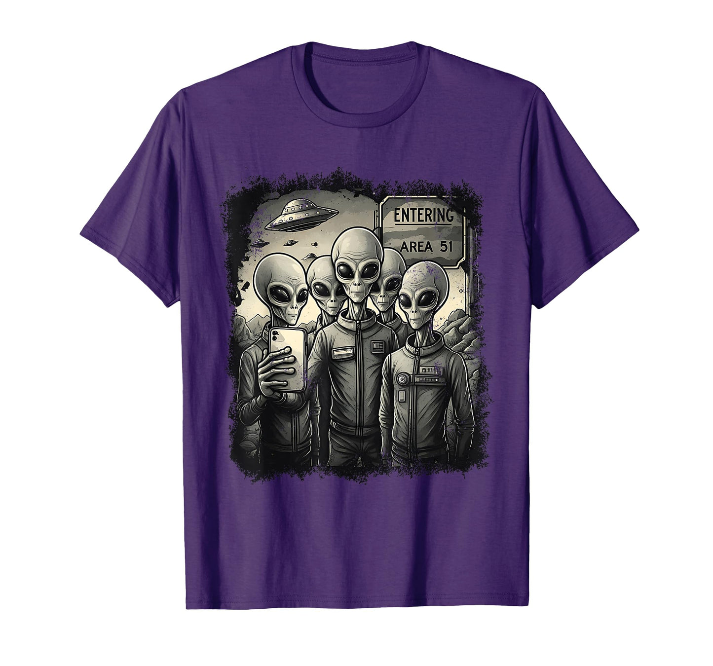 Funny Aliens Selfie Area 51 Space Suit UFO UAP Conspiracy T-Shirt