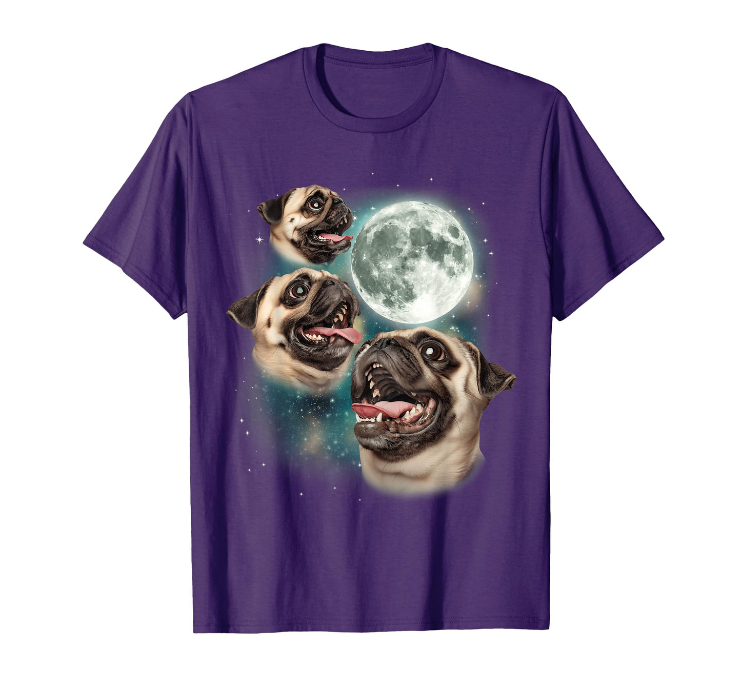 Three Pug Moon | 3 Pug Howling Funny Cute Dog Lover T-Shirt for Men Women