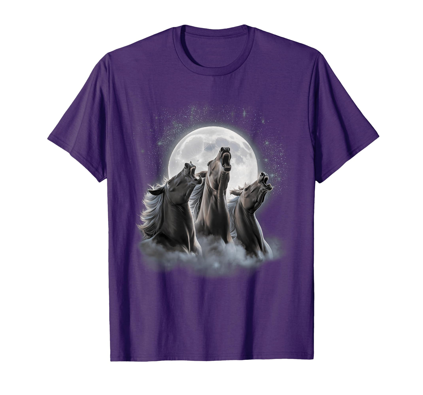 3 Horses Howling At The Moon Funny Horse Lover Equestrian T-Shirt