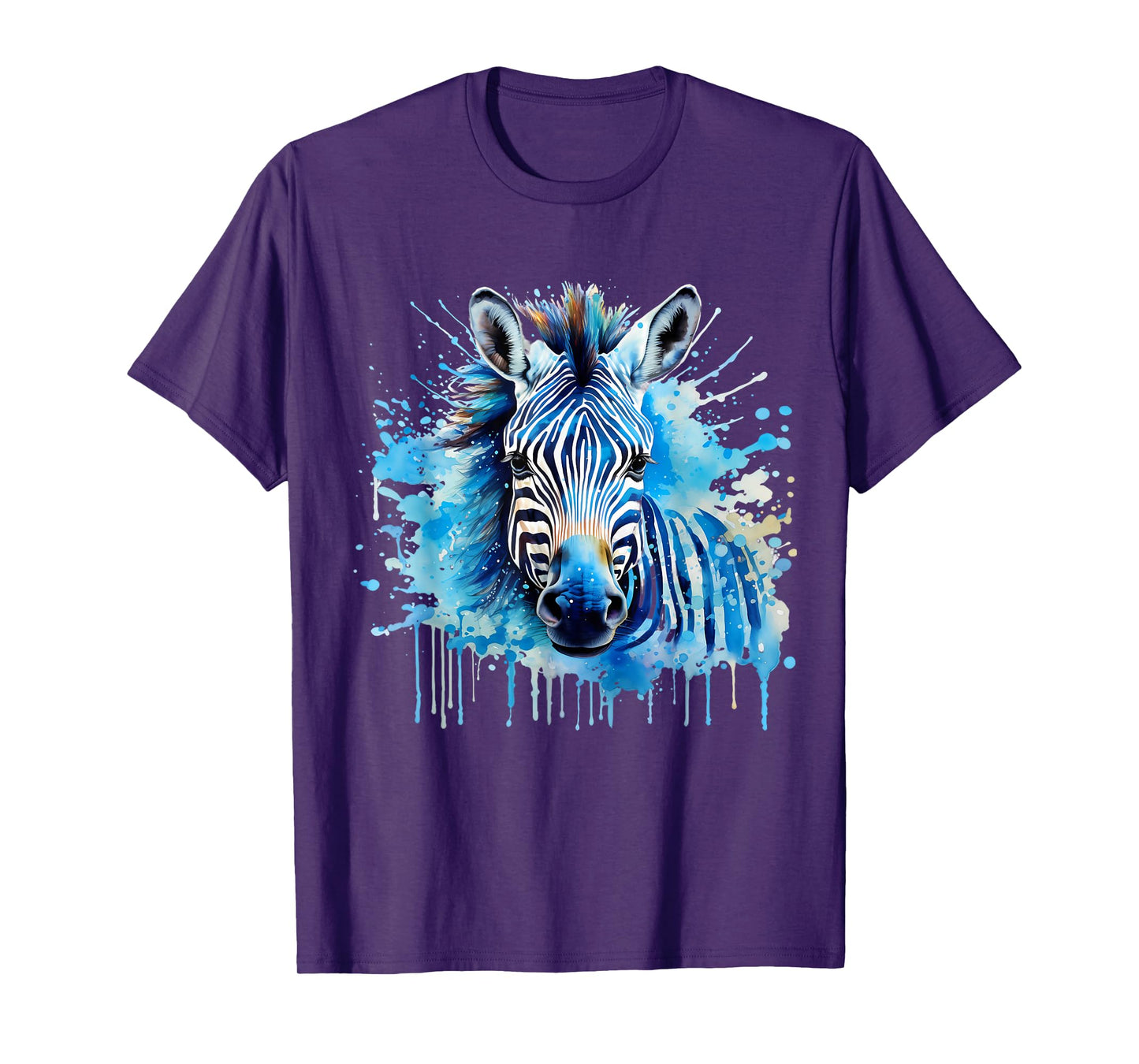 Zebra Portrait Wildlife Splash Nature Colorful Animal Art T-Shirt