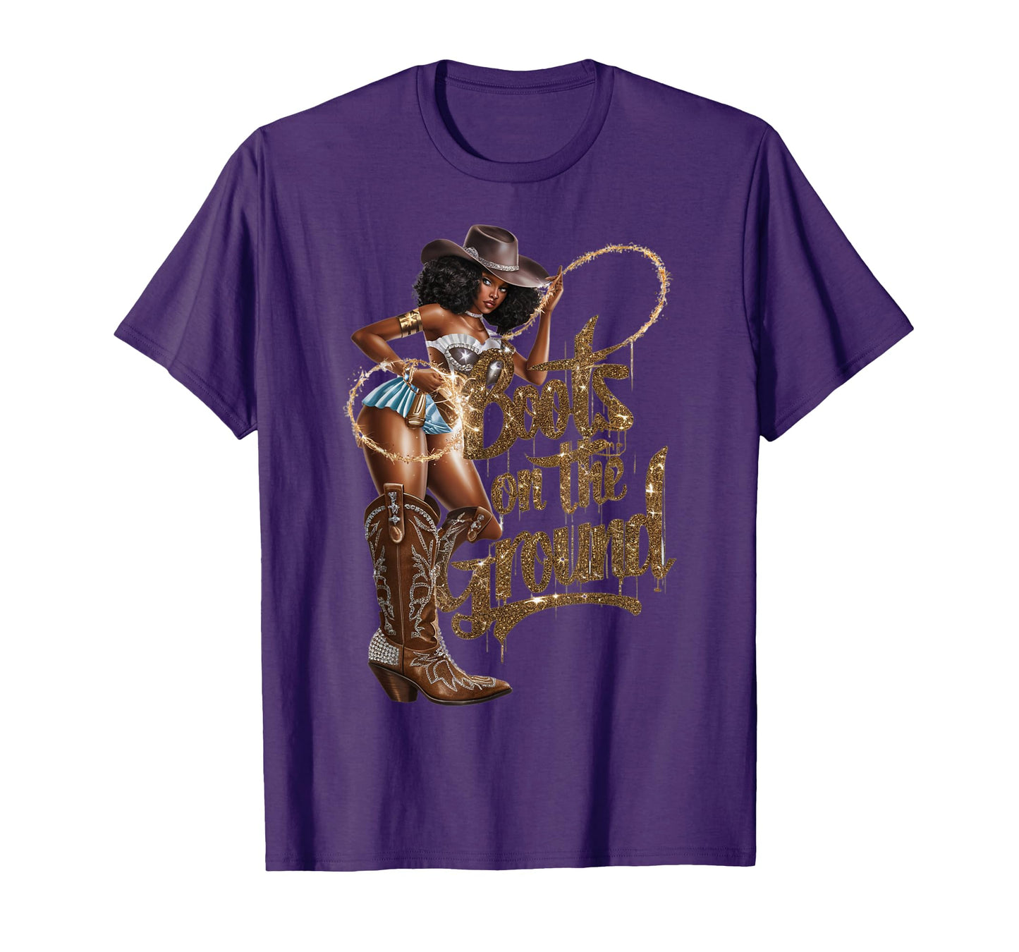 Funny Cowgirl Boots Bling Women Love Country Life Linedance T-Shirt