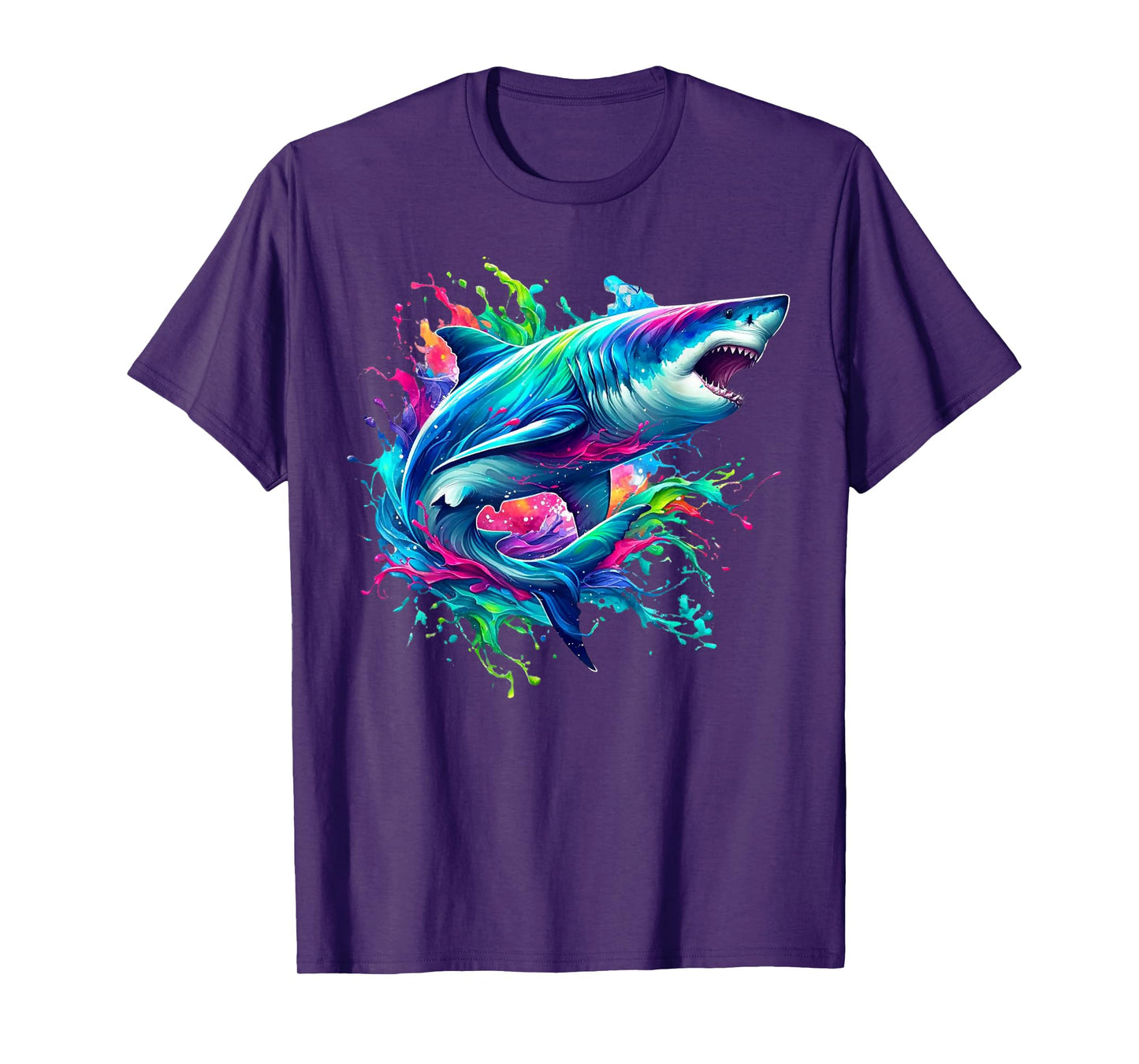 Shark Marine Biologist Paint Splash Ocean Animal Shark Lover T-Shirt