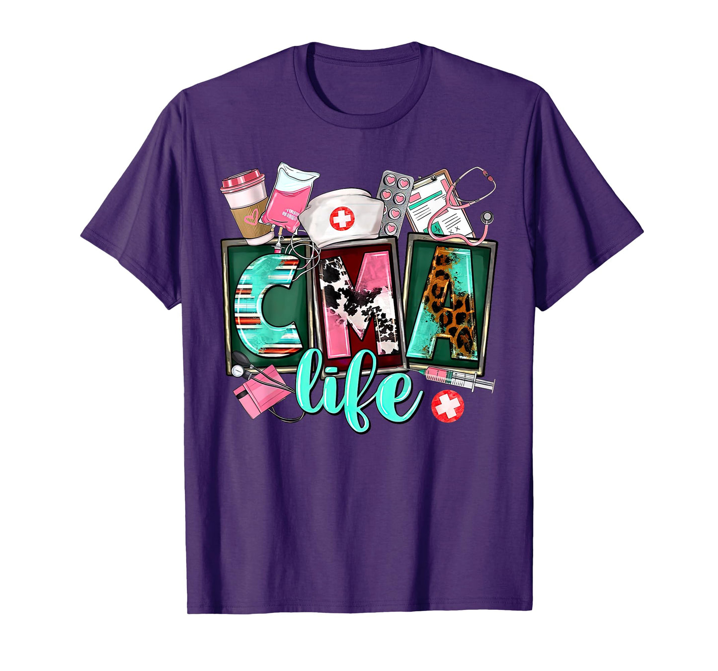 Groovy Leopard CMA Life Certified Medication Aide Nurse T-Shirt