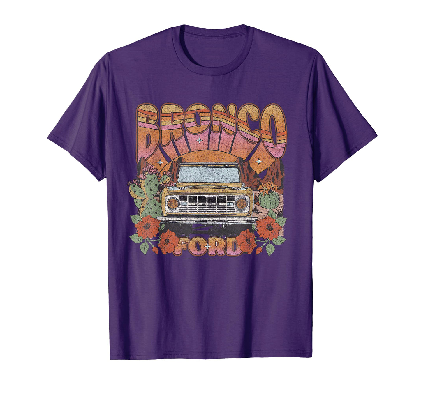 Ford - Bronco Retro Desert Florals And Cacti T-Shirt