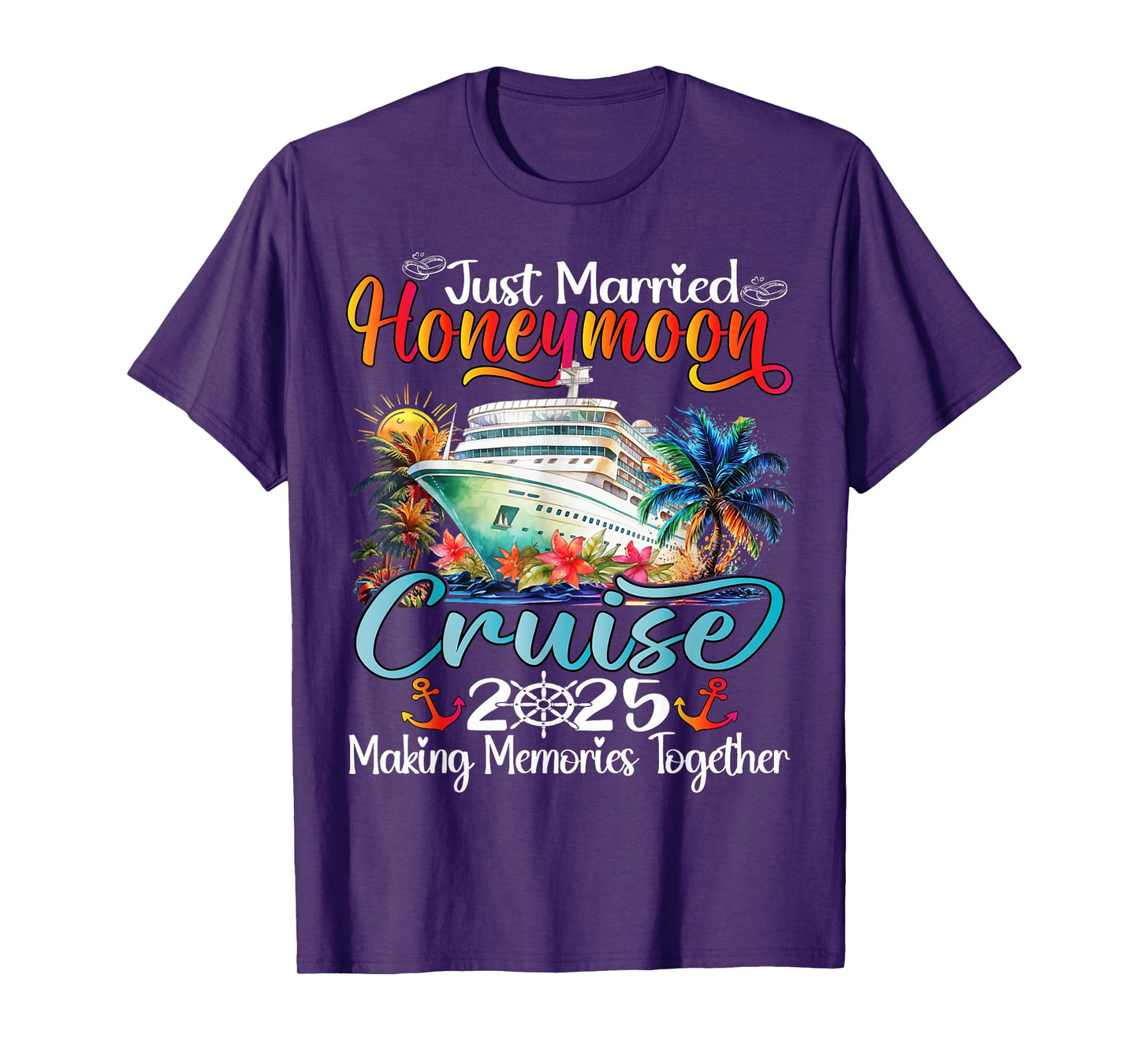 Honeymoon Cruise 2025 Just Married Matching Couples Vacation T-Shirt