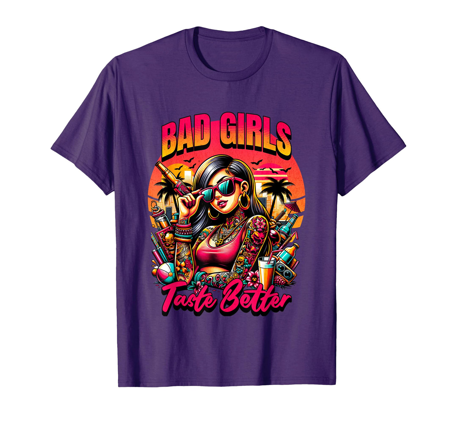 Bad Girls Taste Better Graphic Tattoo T-Shirt