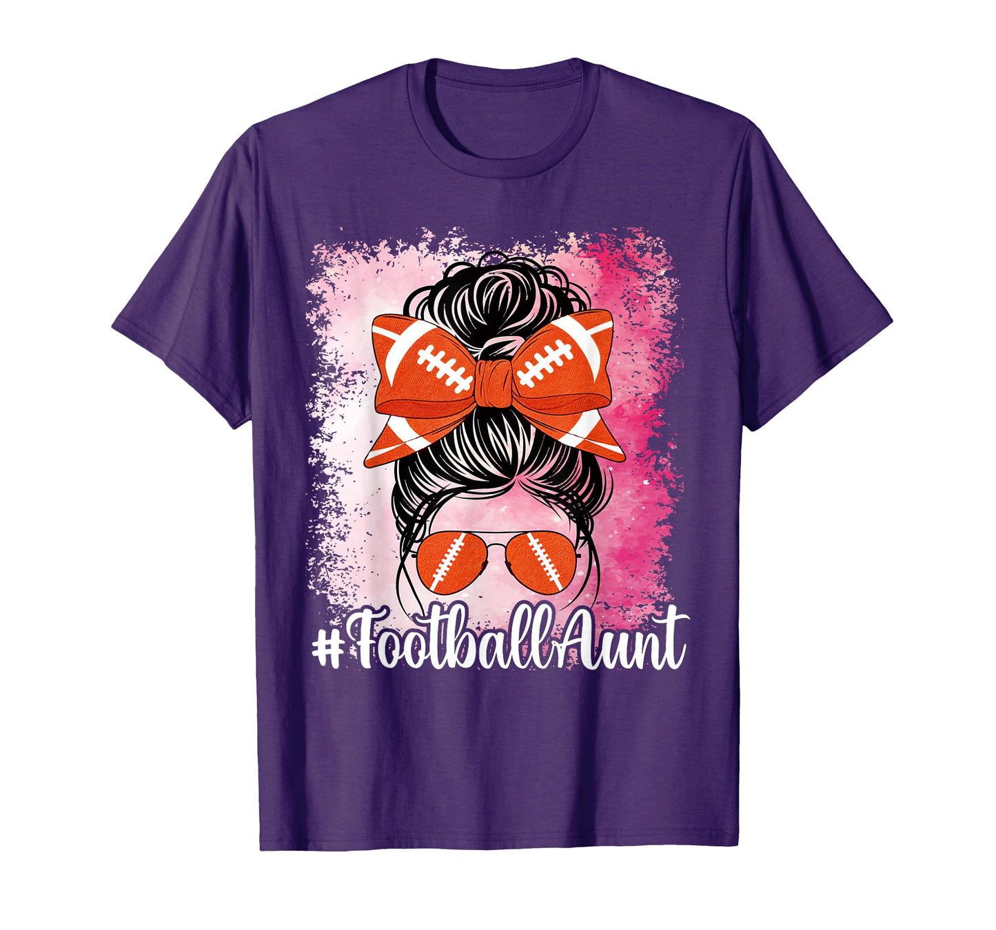 Bleached Football Aunt Life Messy BunMother's Day T-Shirt