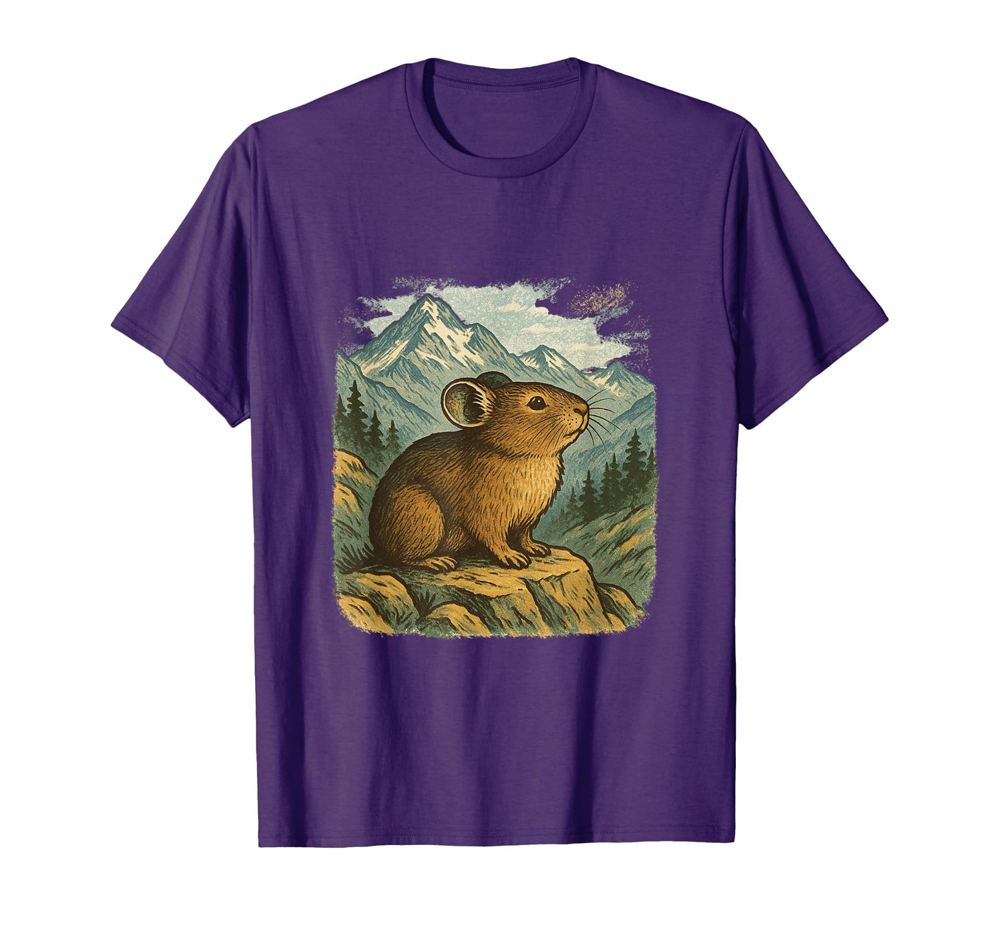 Mountain Pika – Vintage Wildlife Art in Alpine Setting T-Shirt