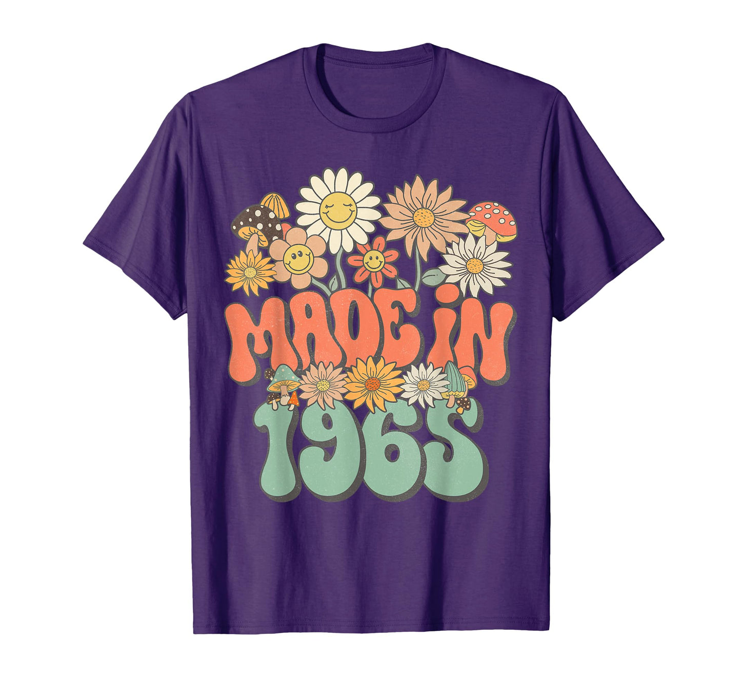 Retro Groovy Made In 1965 Floral Hippie Daisy 60th Birthday T-Shirt