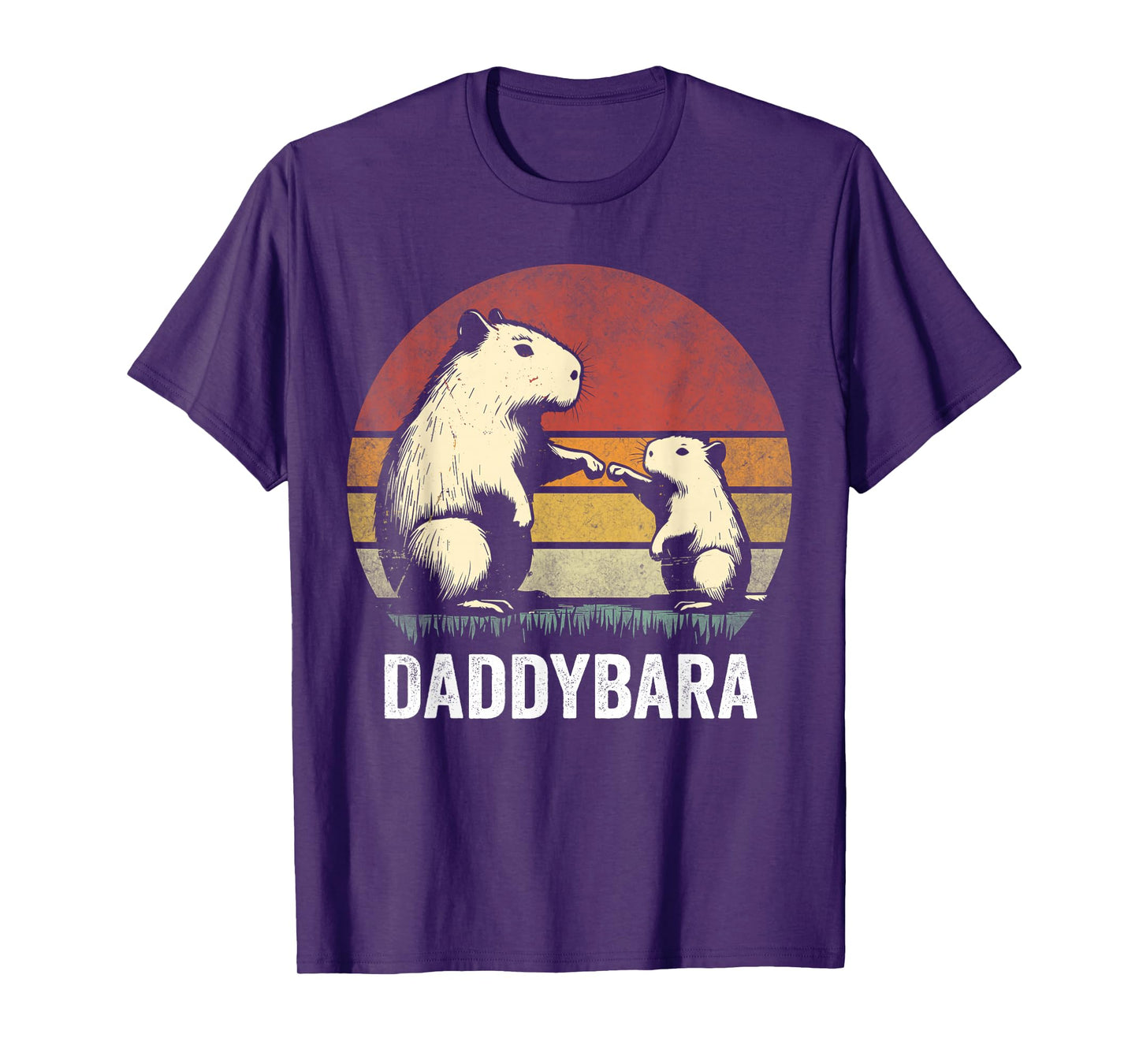 Retro Capybara Dad and Son Bumps Funny Capybara Father's Day T-Shirt