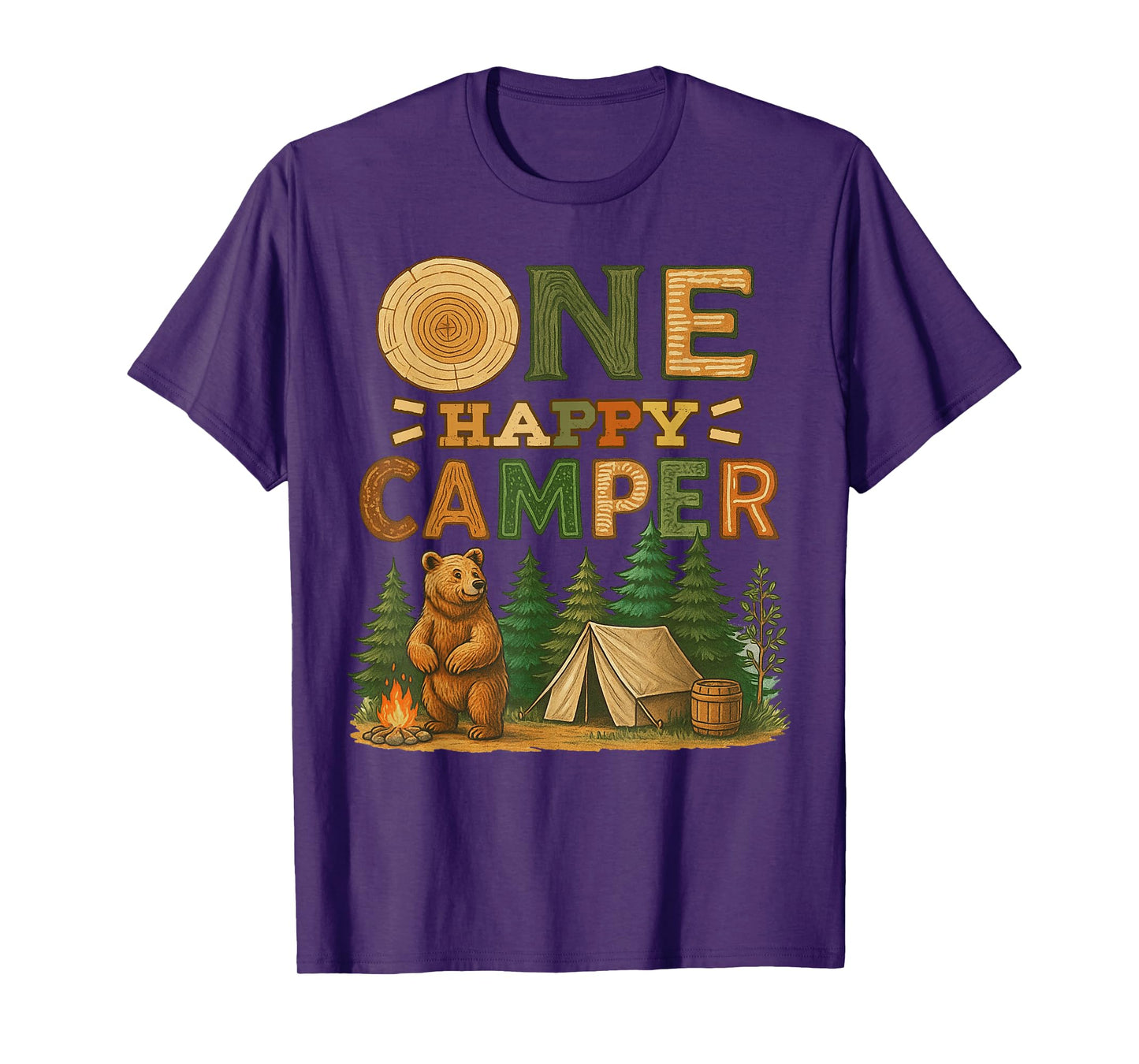 One Happy Camper Matching Family Birthday Party Camping T-Shirt