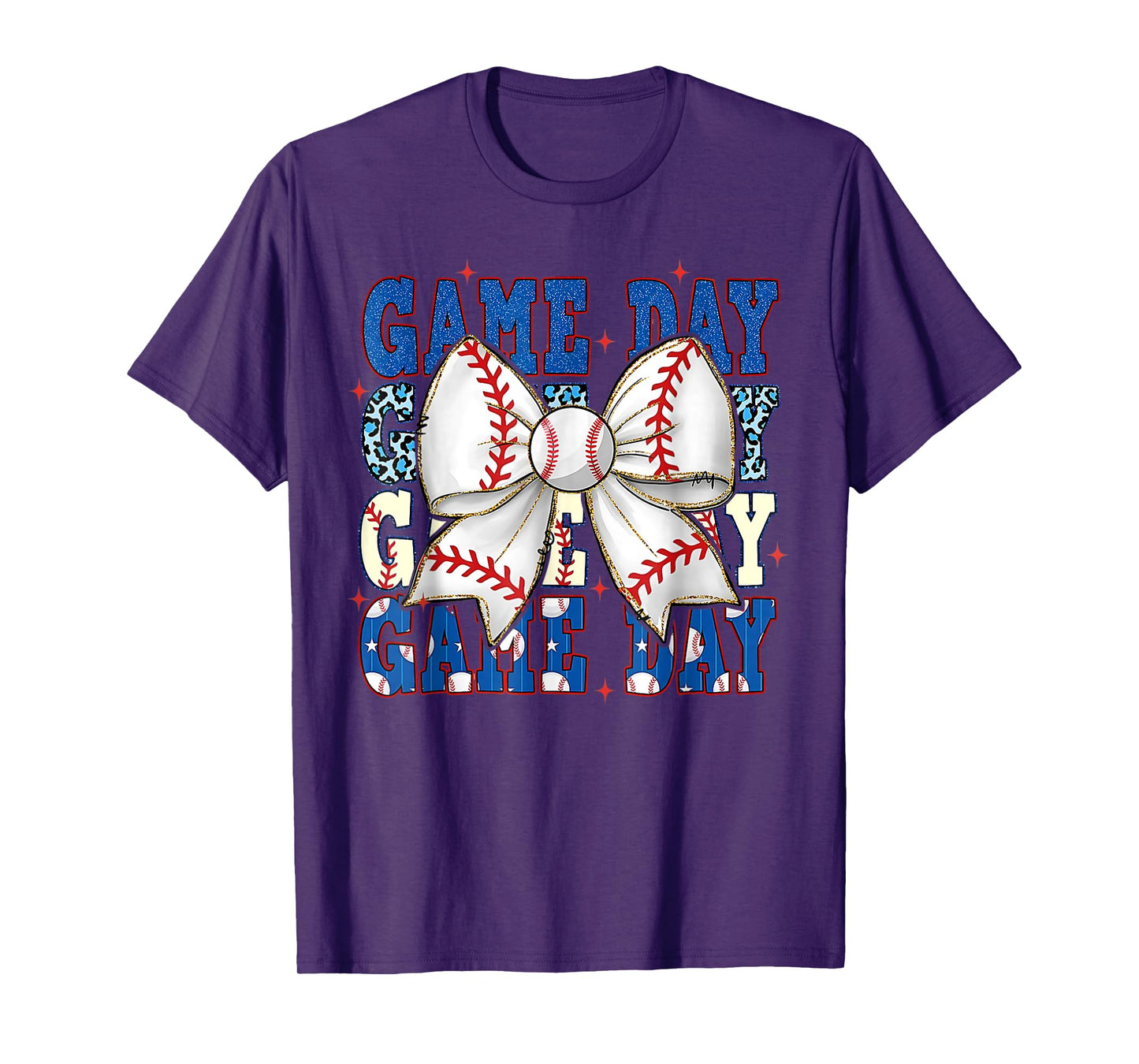 Coquette Bow Game Day Baseball Softball Funny Cheer Mom Life T-Shirt