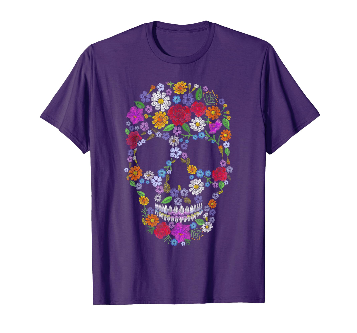 Dia de los Muertos Floral Sugar Skull Mexican Halloween T-Shirt