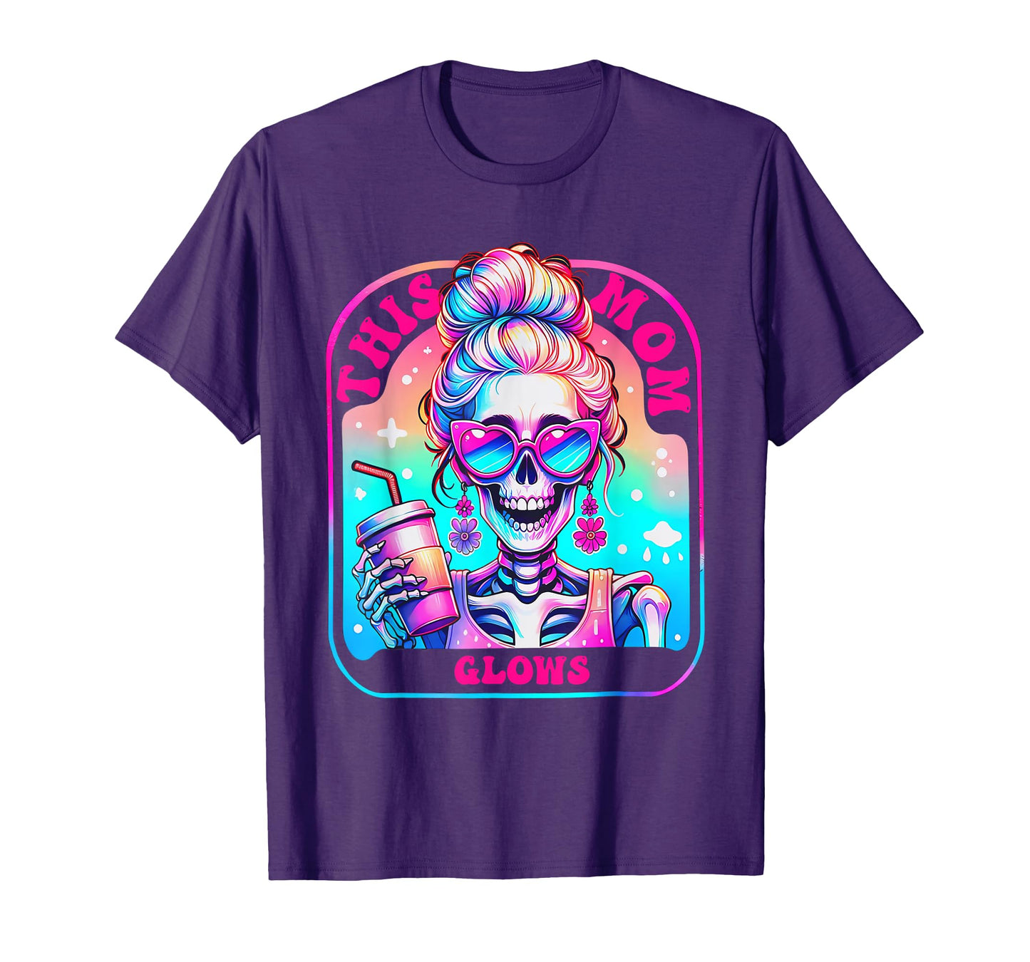 This Mom Glows Skeleton Mom Colorful Design T-Shirt