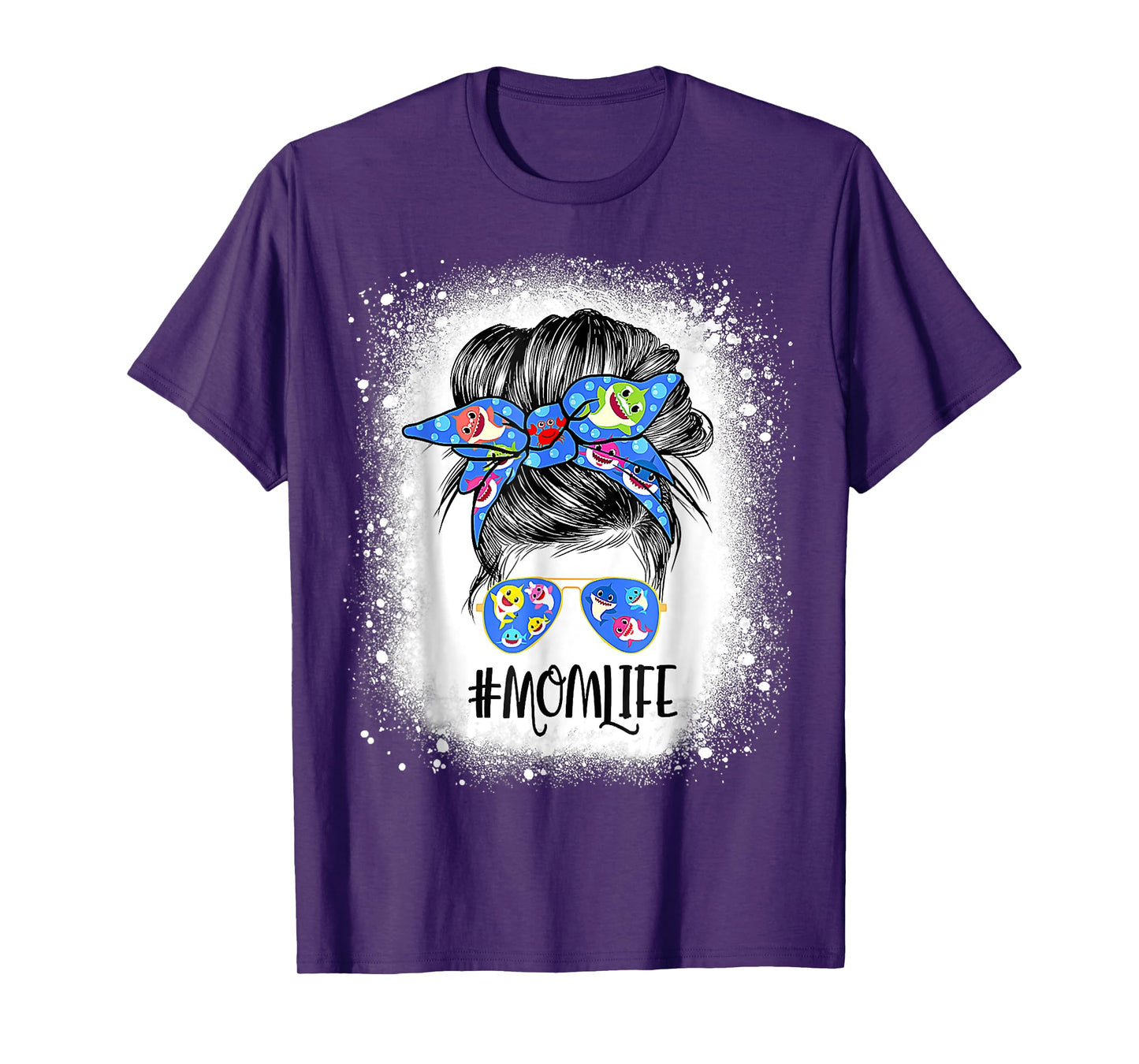 Mom Life Messy Bun Bleached Shark Mommy Mother's Day T-Shirt