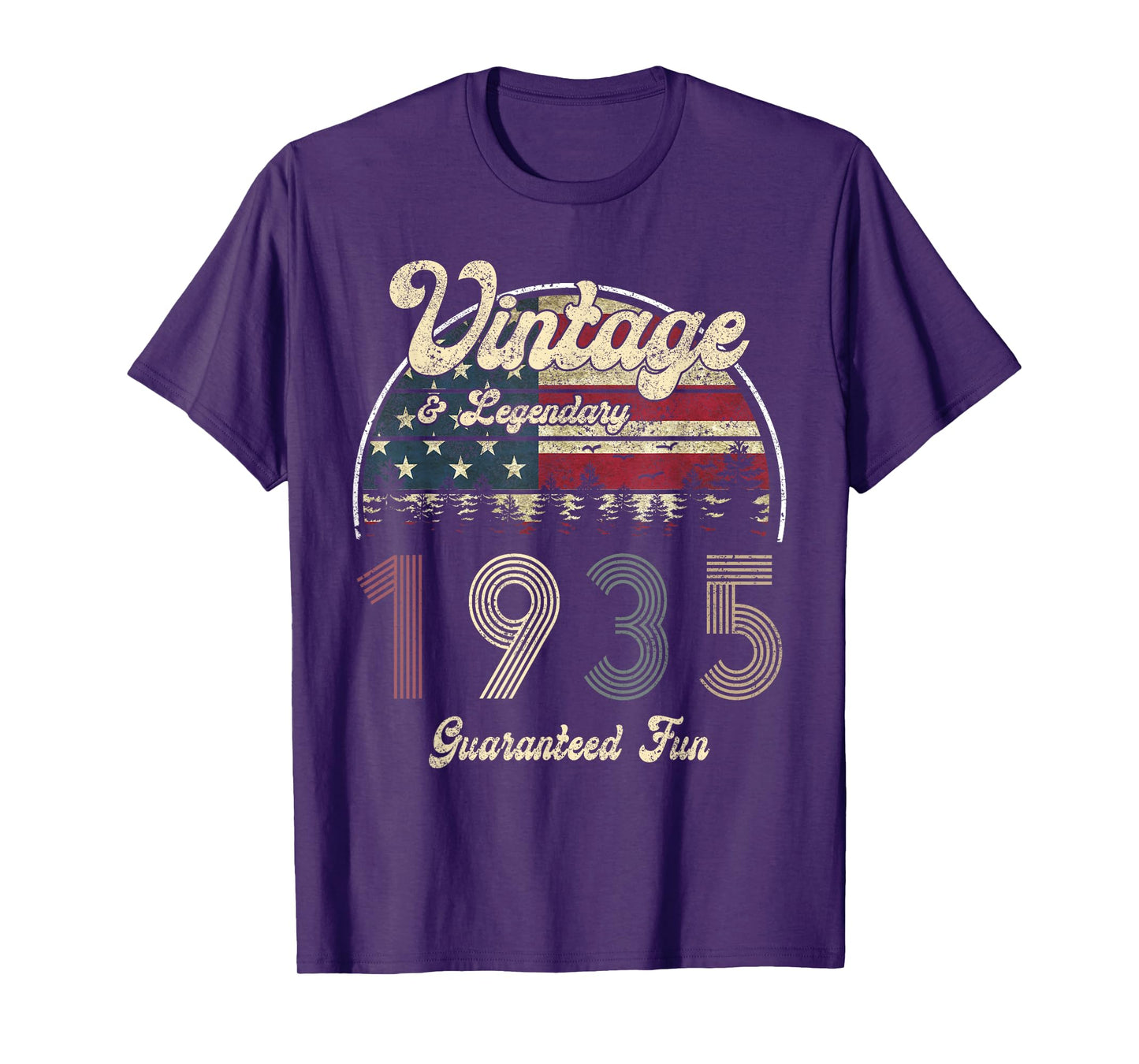 Women 89th Birthday Gift Vintage 1935 Patriotic USA Flag Mom T-Shirt
