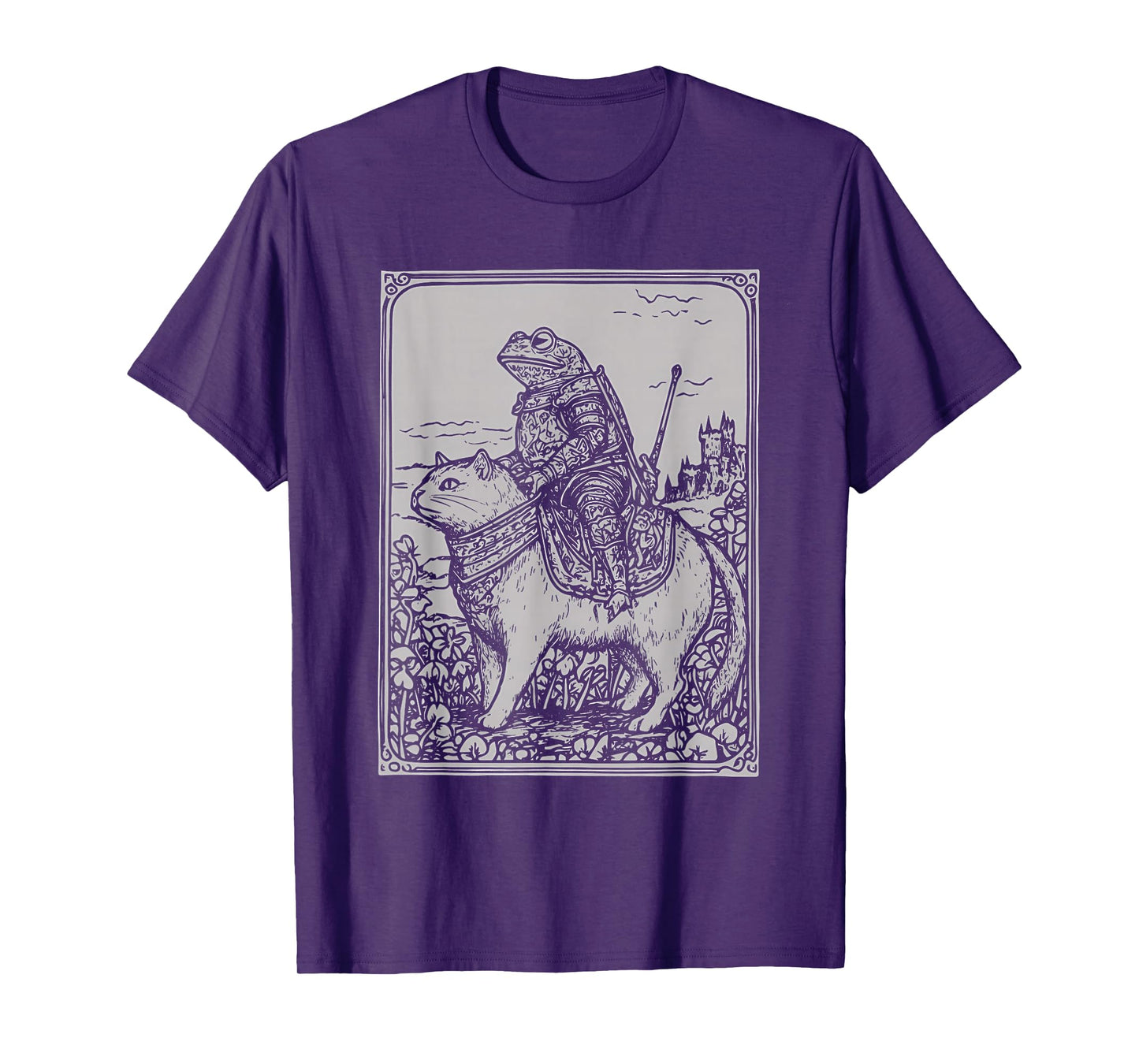 Funny Medieval Frog On Cat Weird Stuff Unhinged Cat Memes T-Shirt
