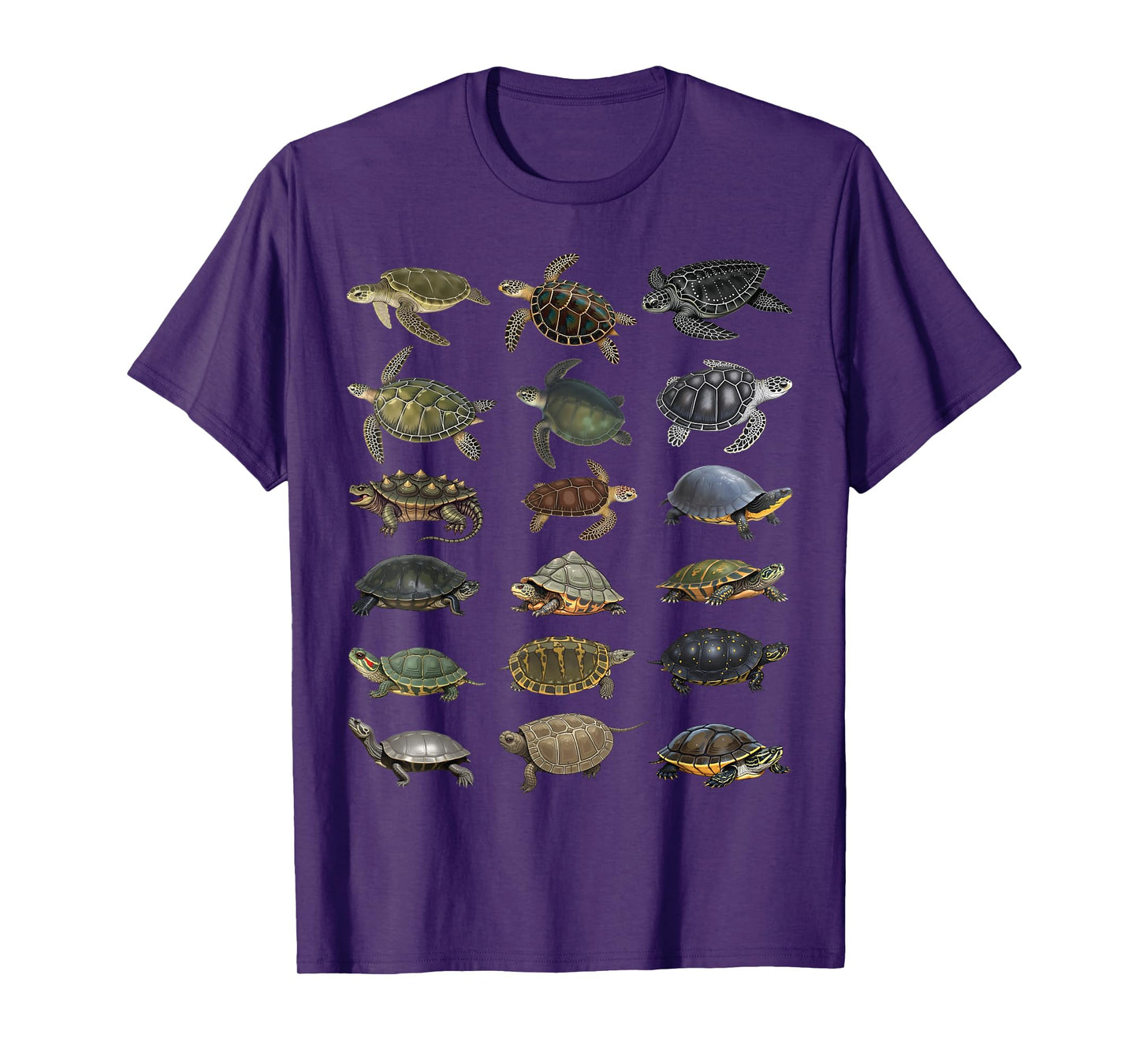 Types of Turtles Sea & Freshwater Turtle Species Educational T-Shirt