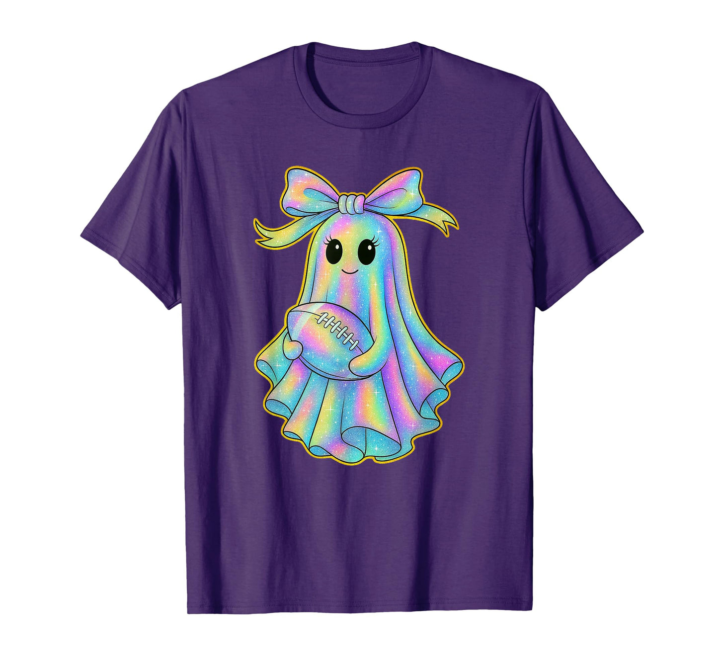 Cute Football Ghost Pastel Halloween Team Spirit Coquette T-Shirt
