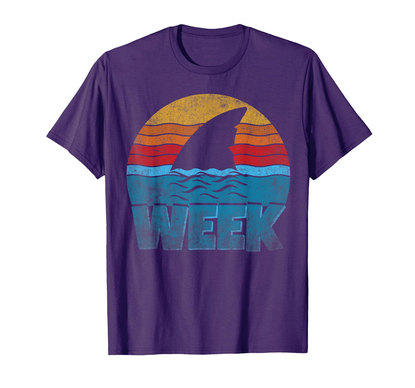 Retro Shark Fin Week 2025 Shark Lover Ocean Wildlife Summer T-Shirt