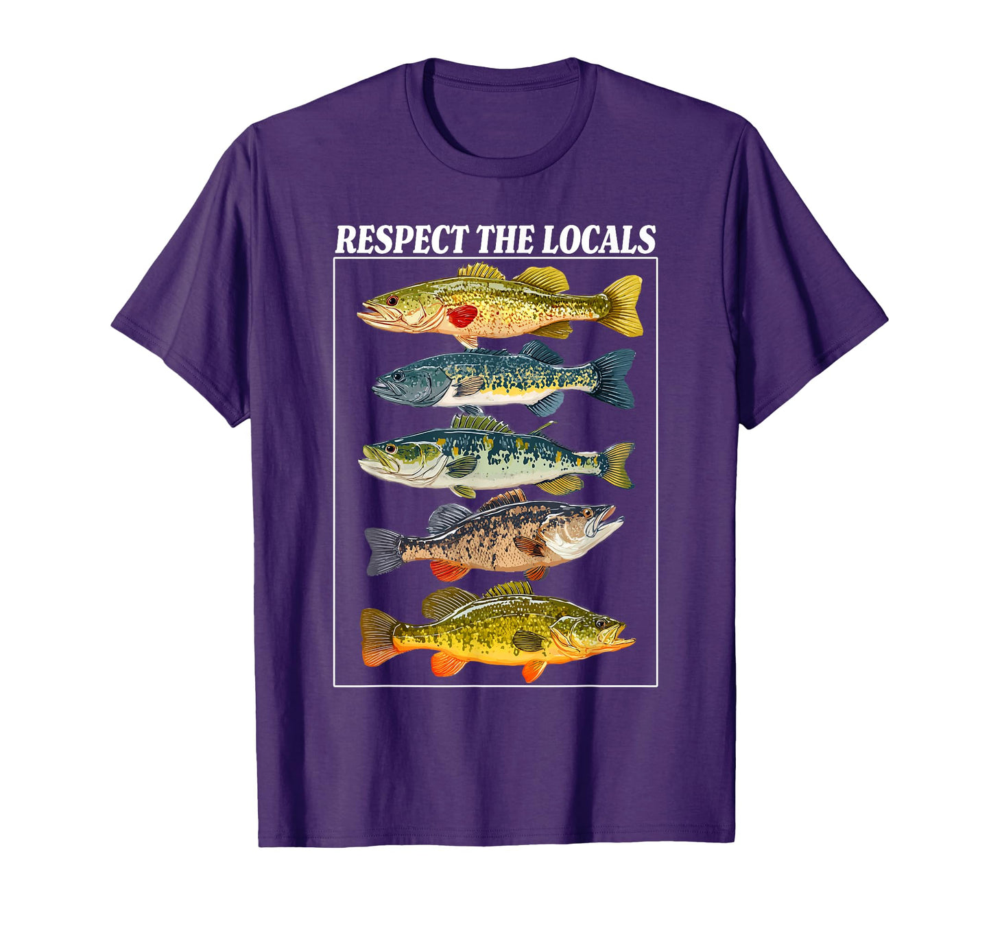 Vintage Bass Fishing Fish Chart Respect The Locals T-Shirt