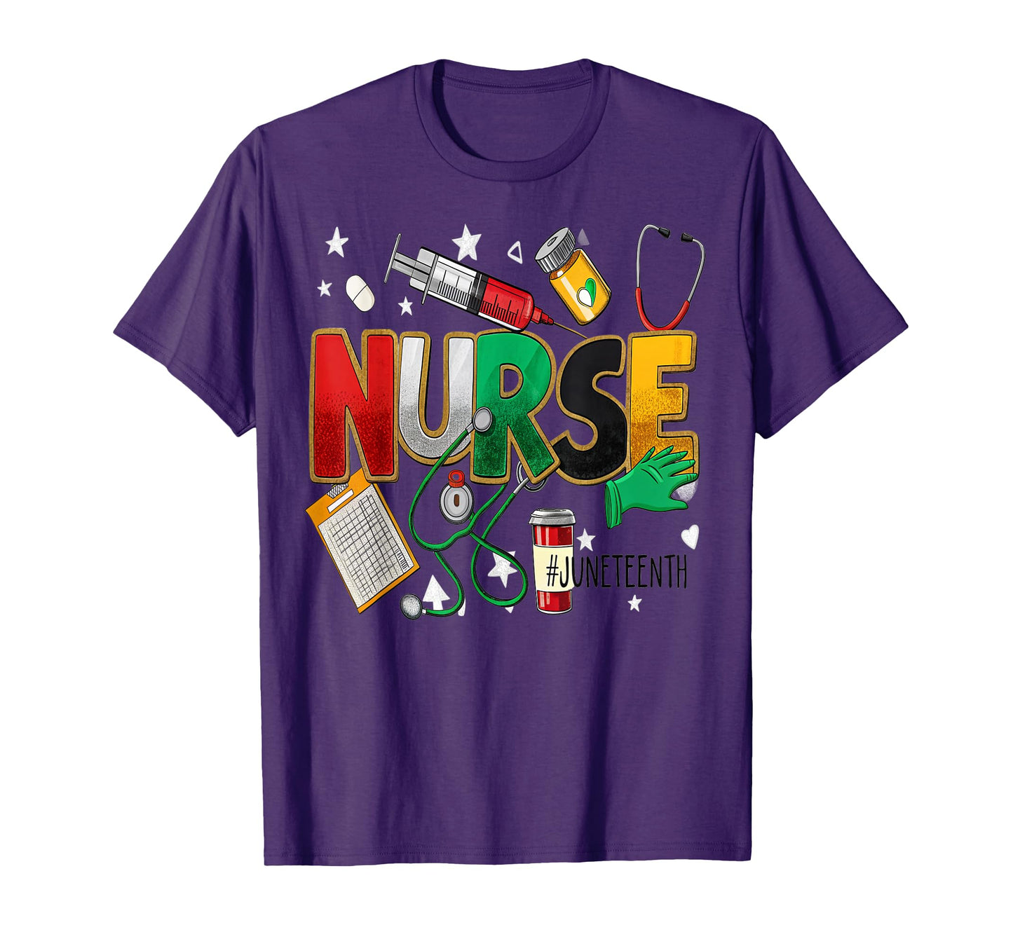 Juneteenth Nurse's Life Heart Stethoscope Nurse's Day T-Shirt