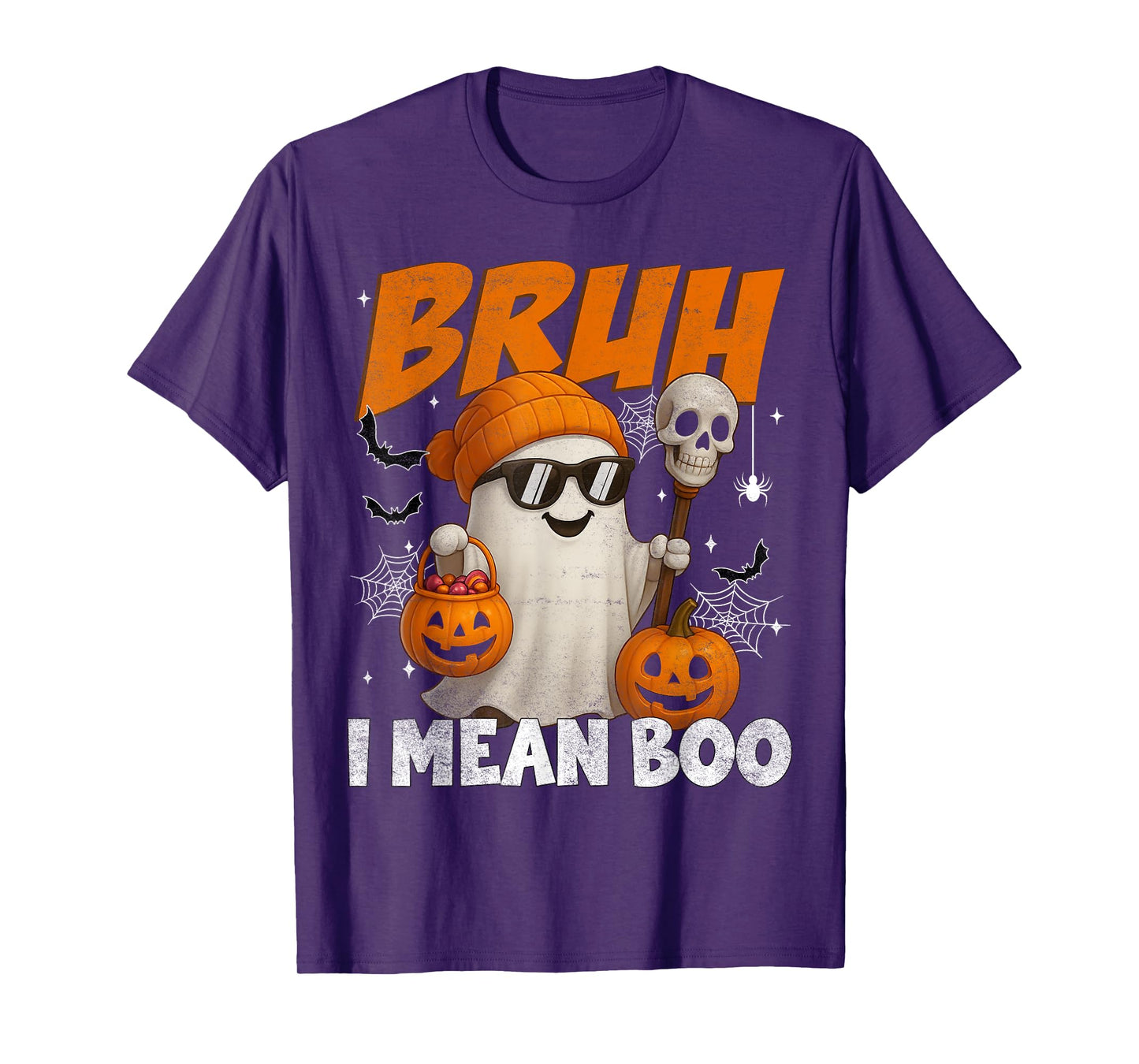 Bruh I Mean Boo Ghost Halloween for Boys Toddlers Kids Youth T-Shirt