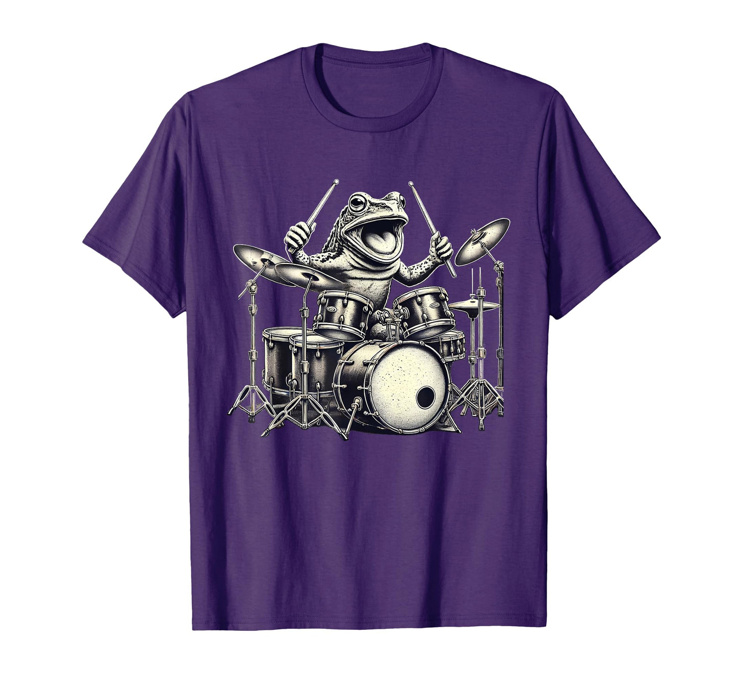 Funny Vintage Frog Drummer Rock Drummer Frog Playing Drums T-Shirt