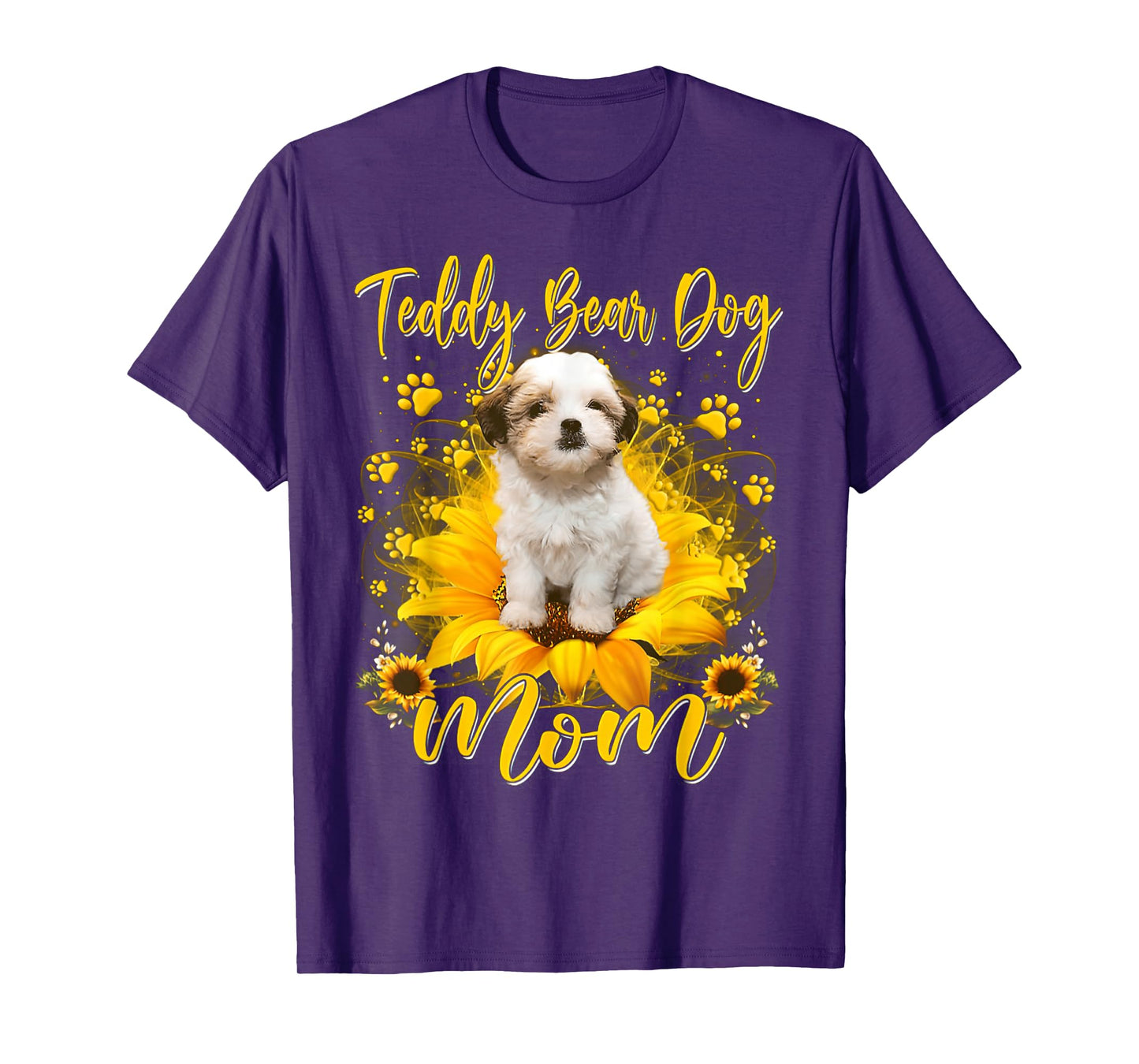 Teddy Bear Dog Mom With Sunflower Dog Paws Mothers Day T-Shirt