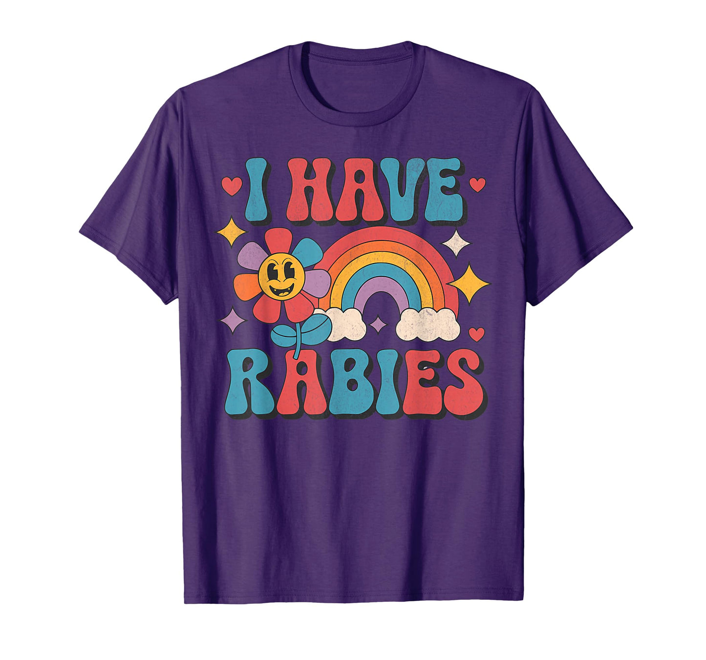 Funny Retro Vintage I Have Rabies Unisex-Adults Black Small T-Shirt