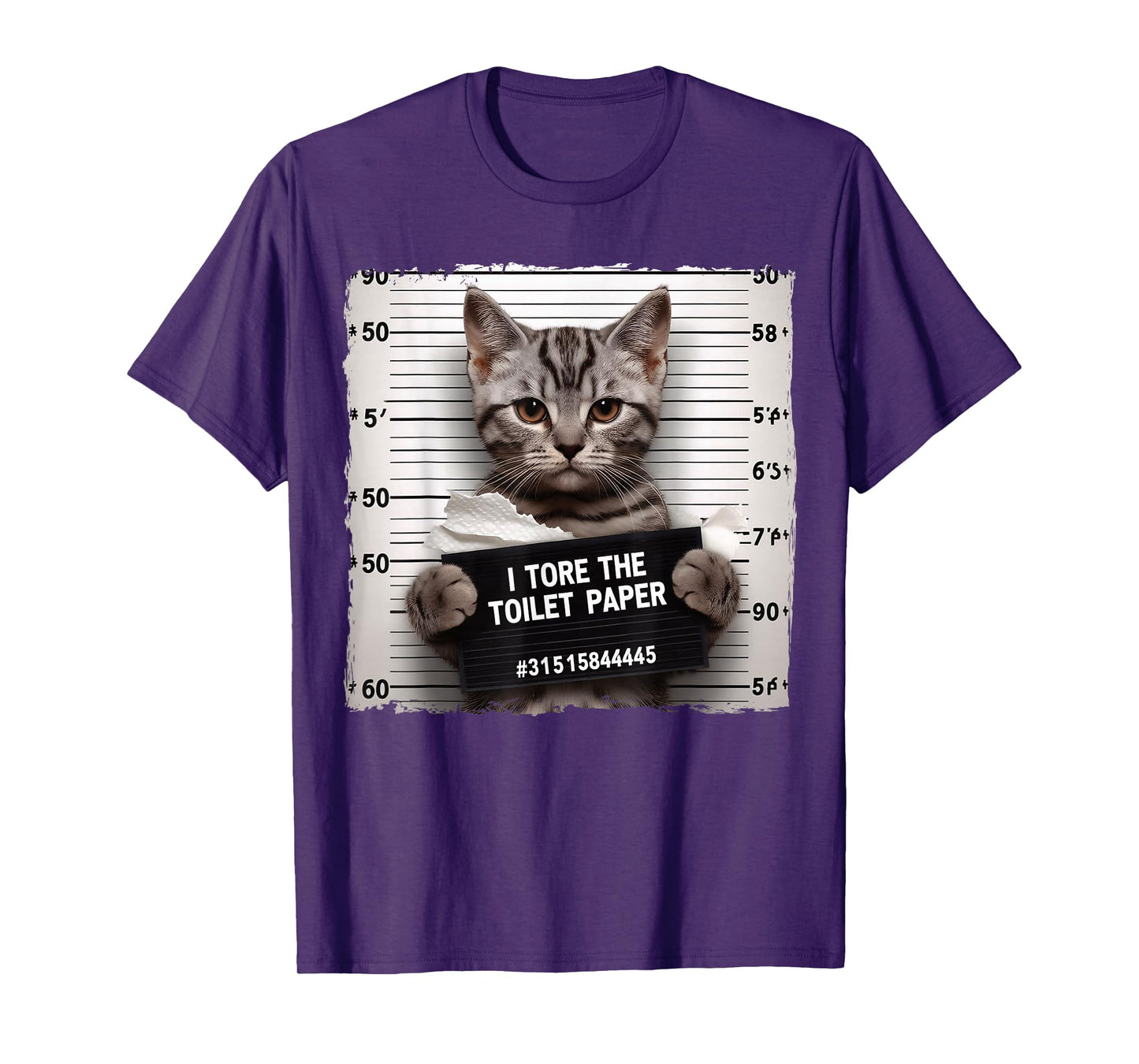Cute Cat Mugshot Humorous Cat For Cats Lover Cat Mom Cat Dad T-Shirt